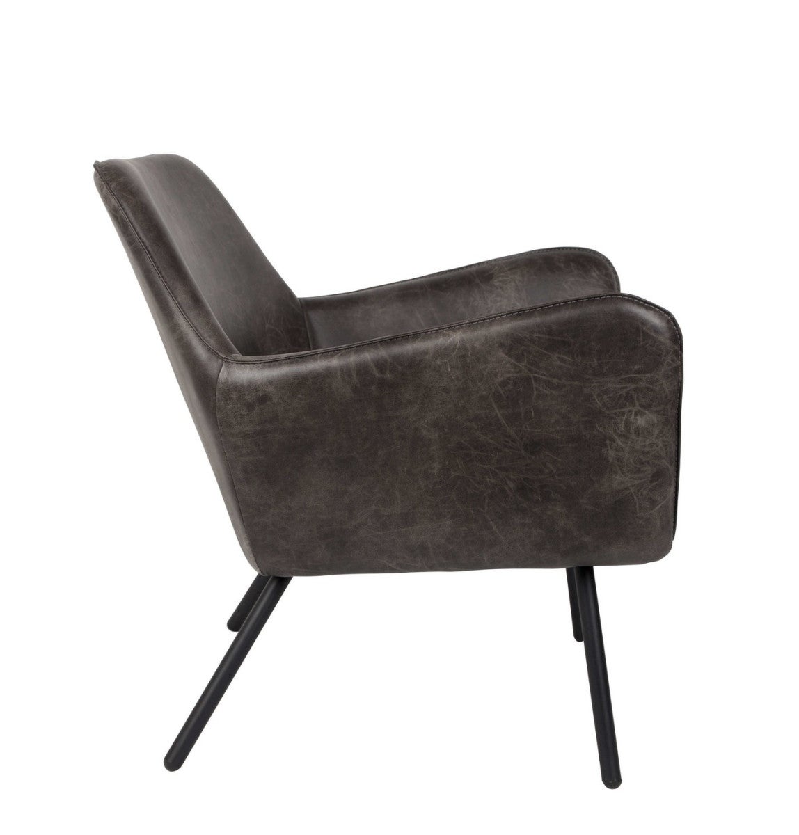 ALABAMA - Fauteuil lounge aspect cuir vintage gris très foncé - 4