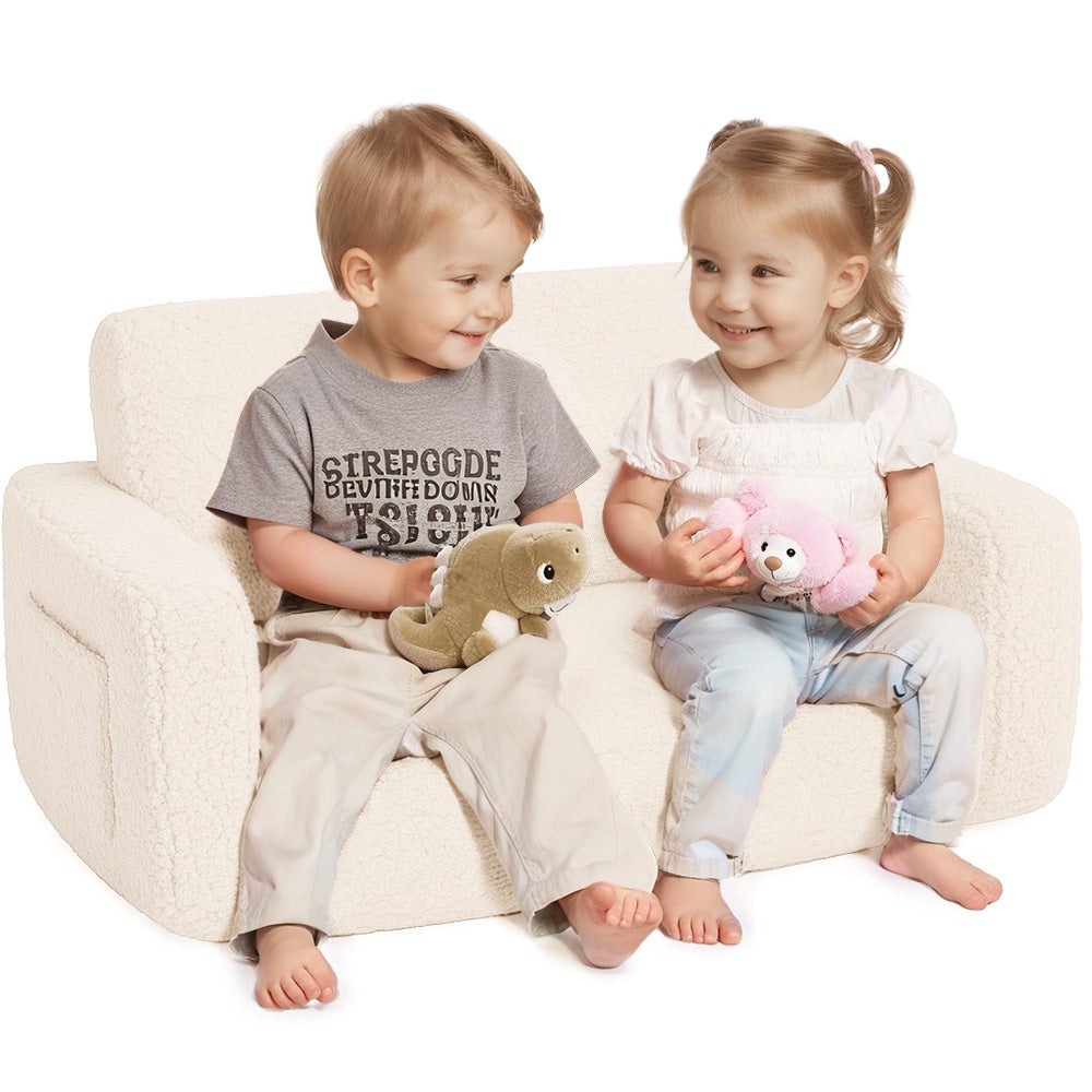 Fauteuil Enfant Convertible en Canapé-lit 2 en 1, Canapé pliable pour filles et garçons Cadeau Noël - Beige - 6
