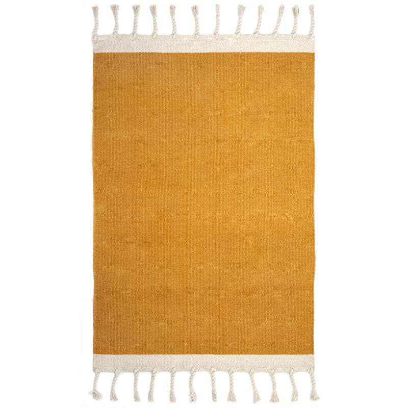 Tapis Contemporain Rectangle Coton recyclé 100x150cm Lisboa moutarde - 2