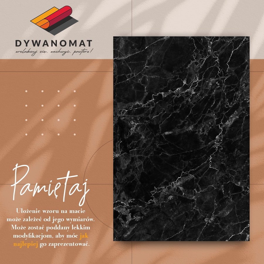 Dywan winylowy czarny marmur, mata winylowa glamour dekoracyjna 150x225 cm – Tulup - 3