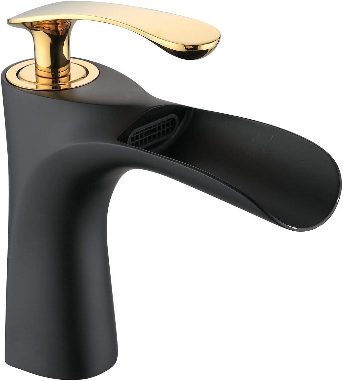 Jednouchwytowa bateria umywalkowa do łazienki typu wodospad, do mieszania ciepłej i zimnej wody, wykończenie w kolorze szczotkowanego niklu, lity mos