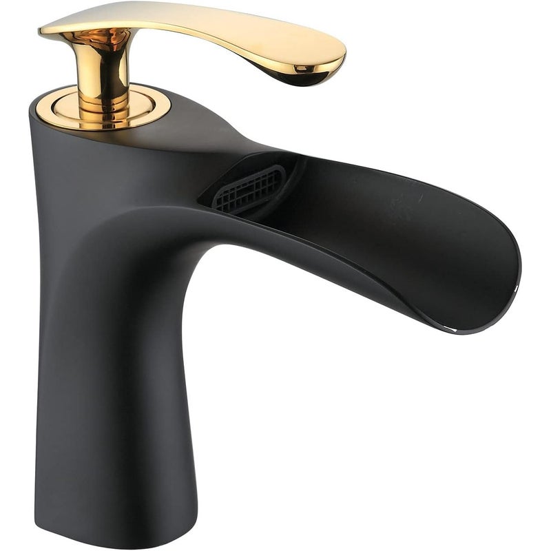 Jednouchwytowa bateria umywalkowa do łazienki typu wodospad, do mieszania ciepłej i zimnej wody, wykończenie w kolorze szczotkowanego niklu, lity mos