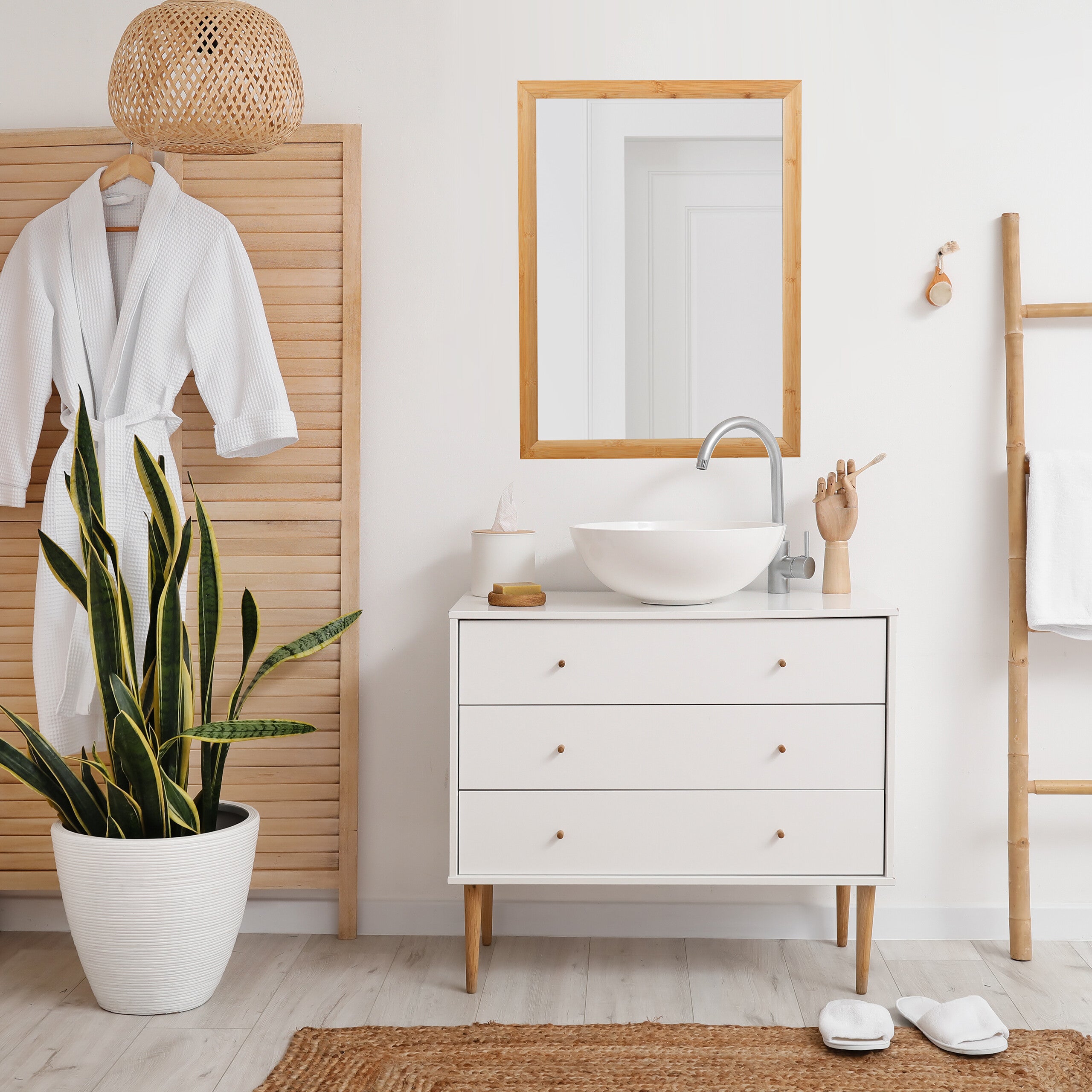 Specchio Da Bagno Ultrue Con Cornice In Legno 40,6x76,2 Cm - Vetro Temperato HD, Montaggio Rapido, Orientabile Orizzontale/verticale - 3