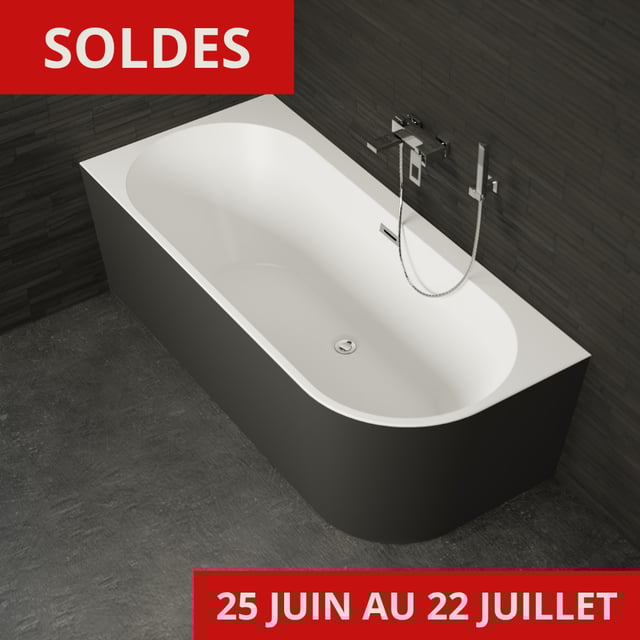 CAPRI GAUCHE Nera, Vasca freestanding a parete Sinistra L 170 x l 80 cm, by SPALINA
