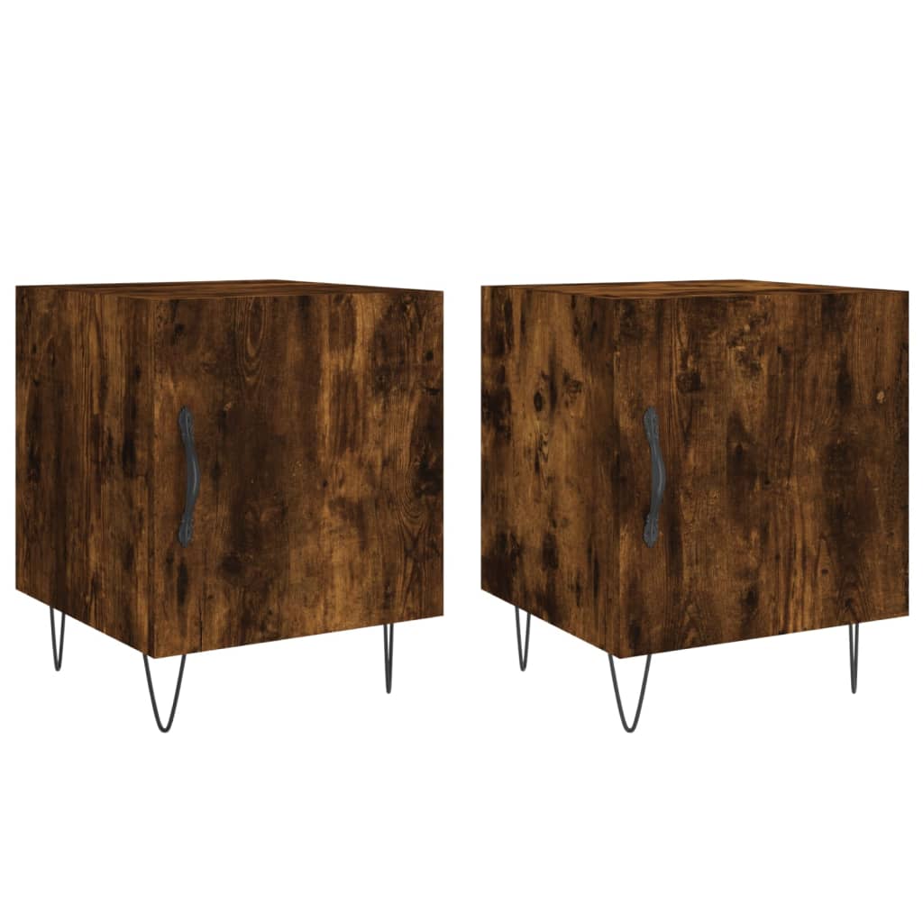 Maison Exclusive - Tables de chevet 2 pcs chêne fumé 40x40x50 cm bois d'ingénierie - 2