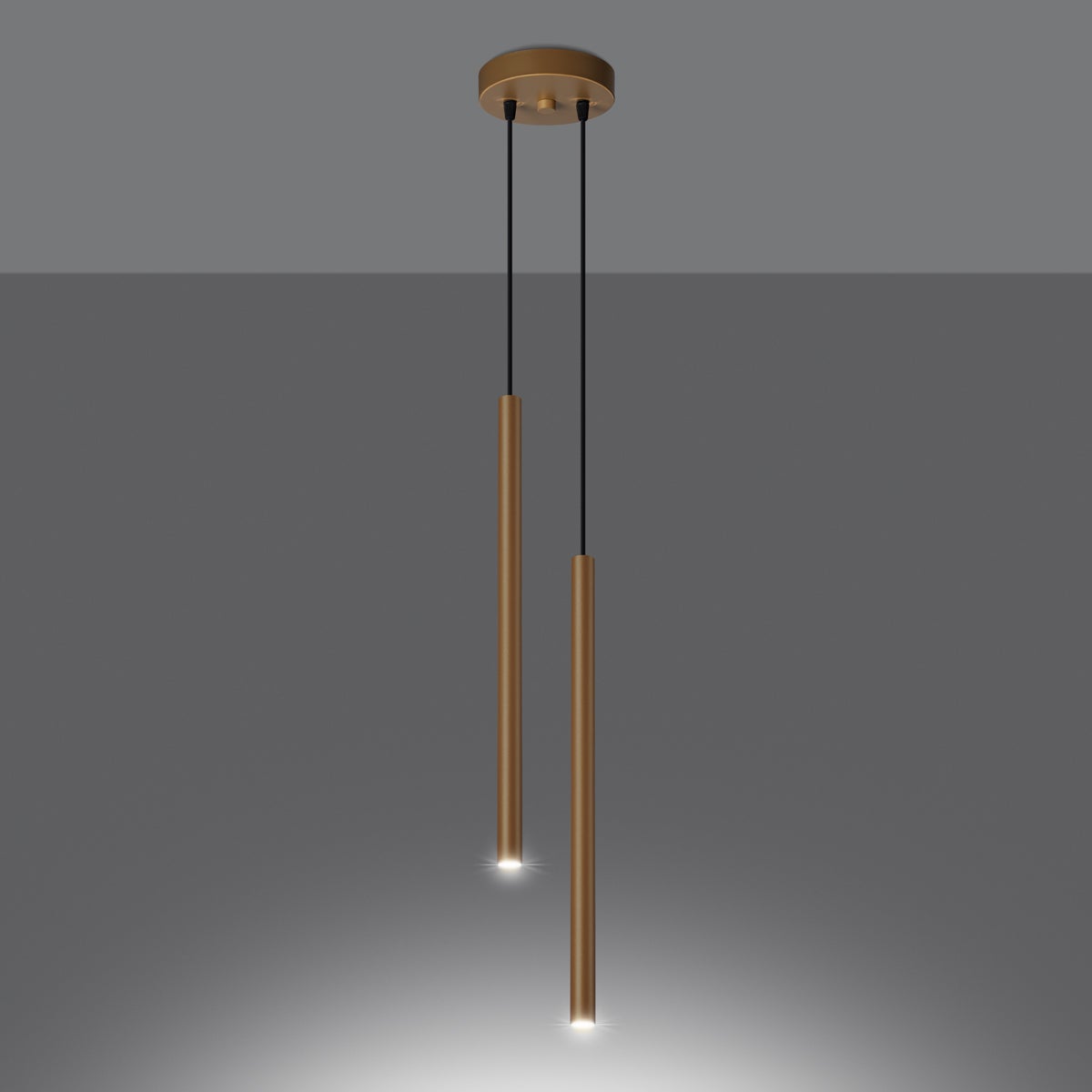 Lampa wisząca BRILL 2 złota LED 3000K - 15x15x118cm Sollux