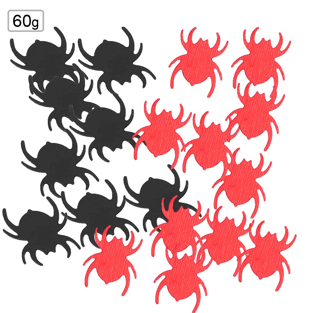Confettis de fête d'Halloween, confettis à paillettes métalliques, décorations de confettis en PVC pour bricolage 60 g (araignée noire + rouge) - 2