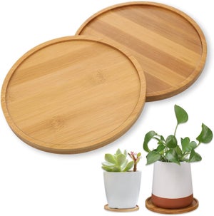 Pot De Fleur En Céramique Avec Fontaine Intégrée - 40cm - Bambou Et LED - Beige