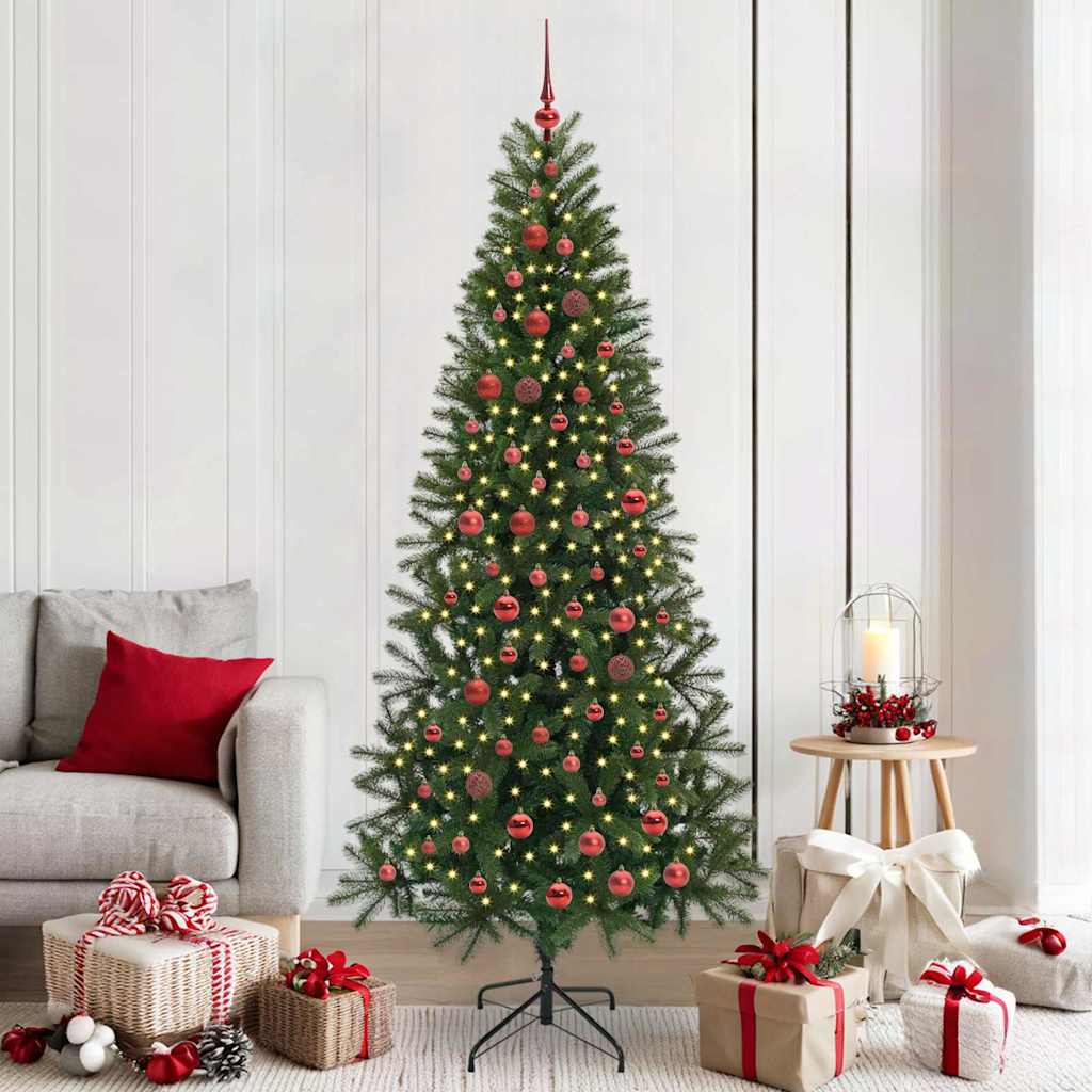 Sztuczna choinka z 300 diodami LED Zielony 210 cm PE i PVC