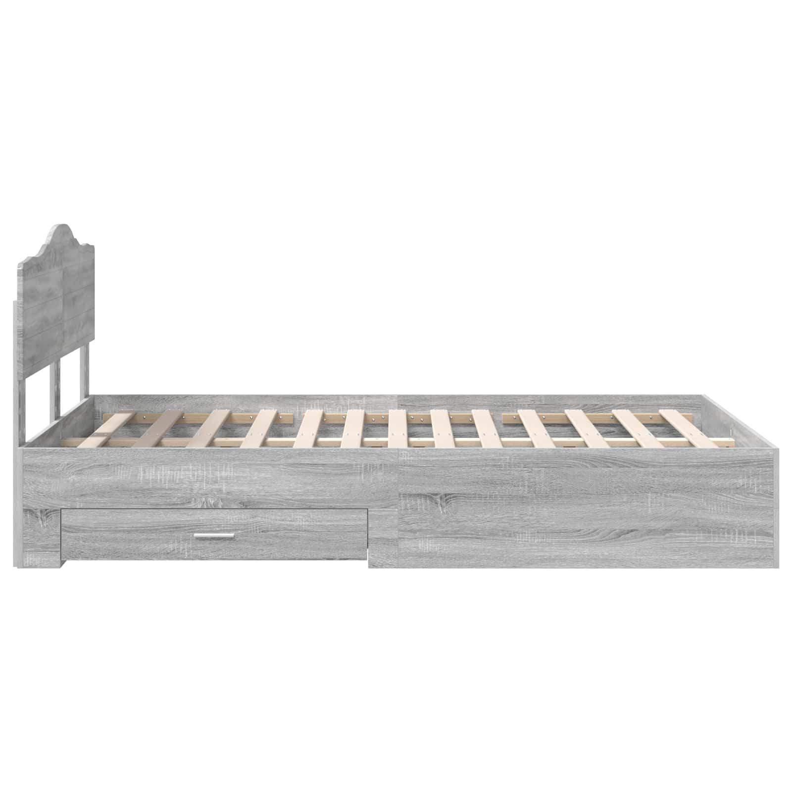Cadre de lit en panneau de bois gris pour la chambre, 120 × 200 cm - 9