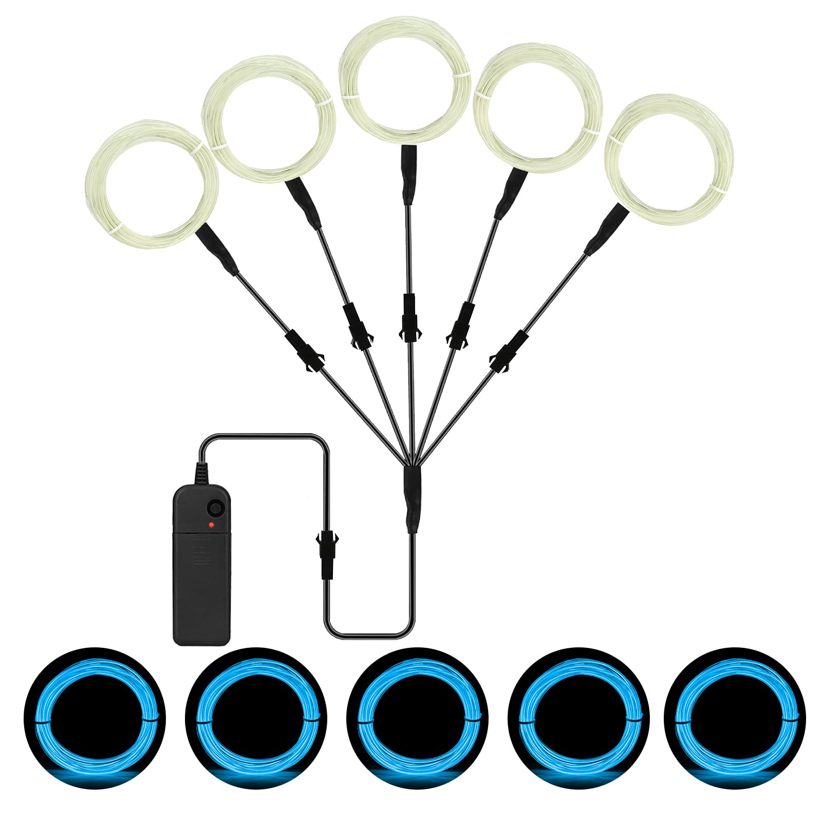 Fil EL Neon Lights 1 m 3 modes d'éclairage Fil électroluminescent Kit de fil EL Cordon lumineux