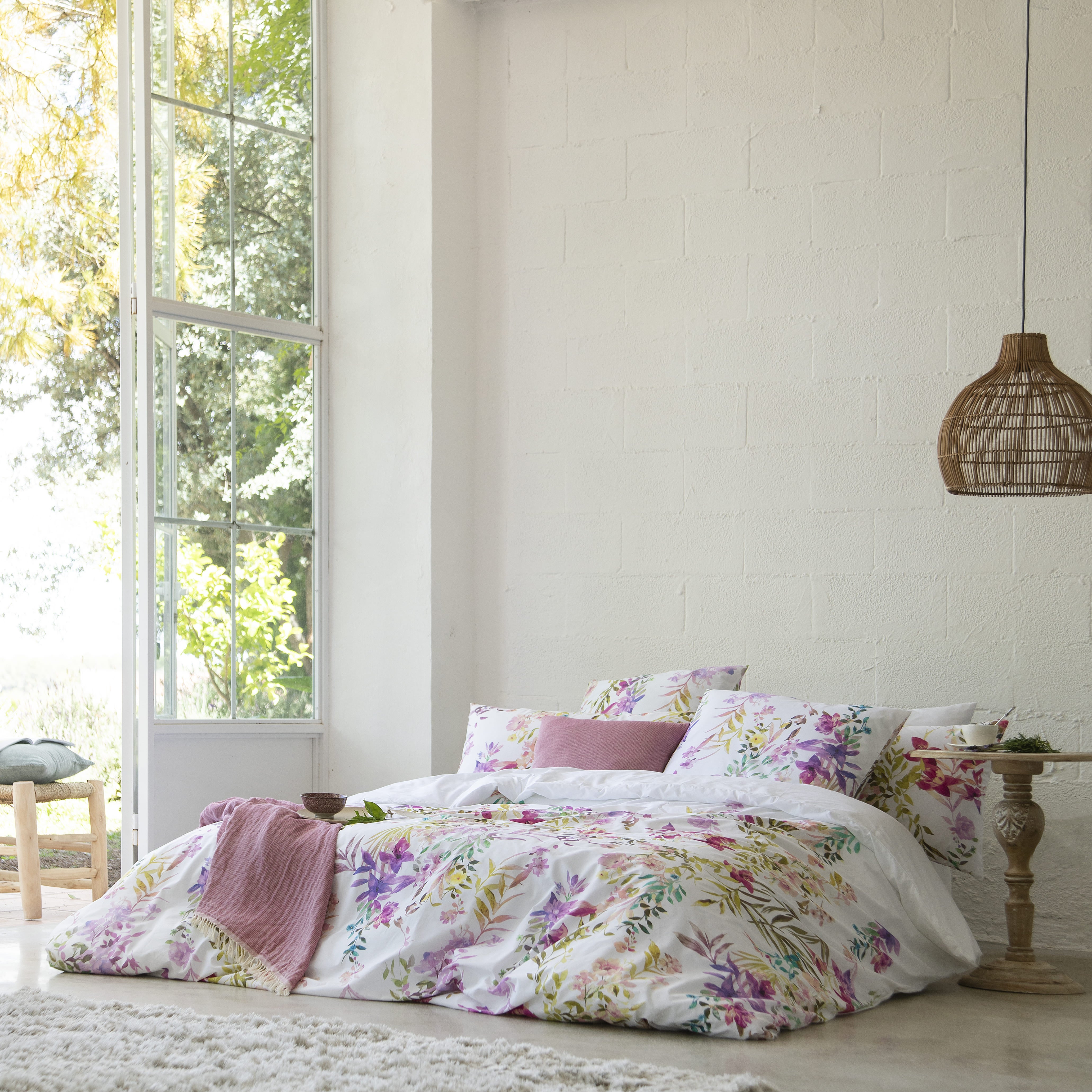 Housse de couette Floralink lit 180 cm - 260x240 cm, coton 200 fils - 5