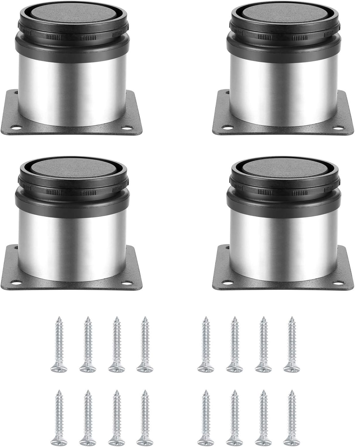 4 Sztuki Regulowanych Nóżek Meblowych, Regulowana Wysokość Nóżek Stołu Metalowych, Nóżki Meblowe Kuchenne, ze Śrubami - 50*50 mm