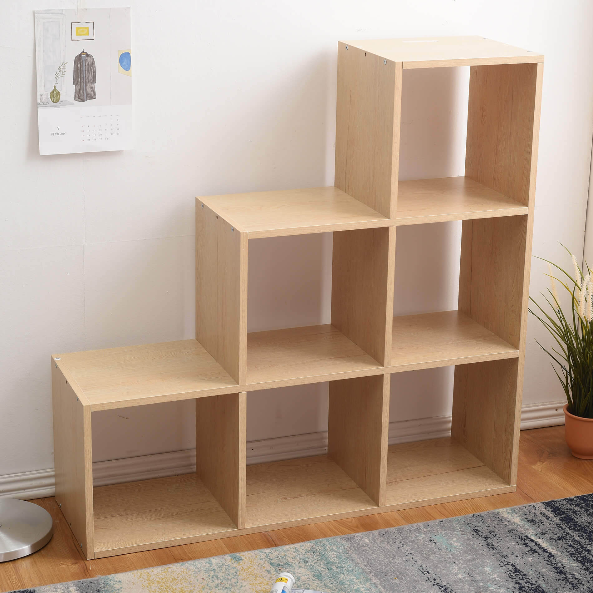 Libreria Scaffale Mobili Rebecca A Scala Moderno 6 Scomparti 97,5x97,5x29 - 4