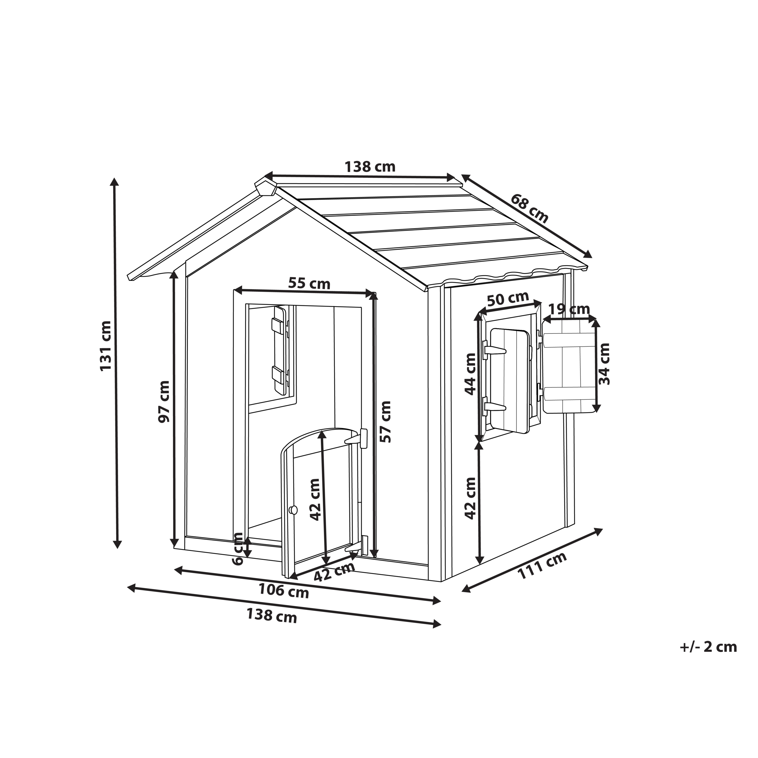 Cabane de jardin pour enfants PELOPIO Bois de sapin Marron clair - 3