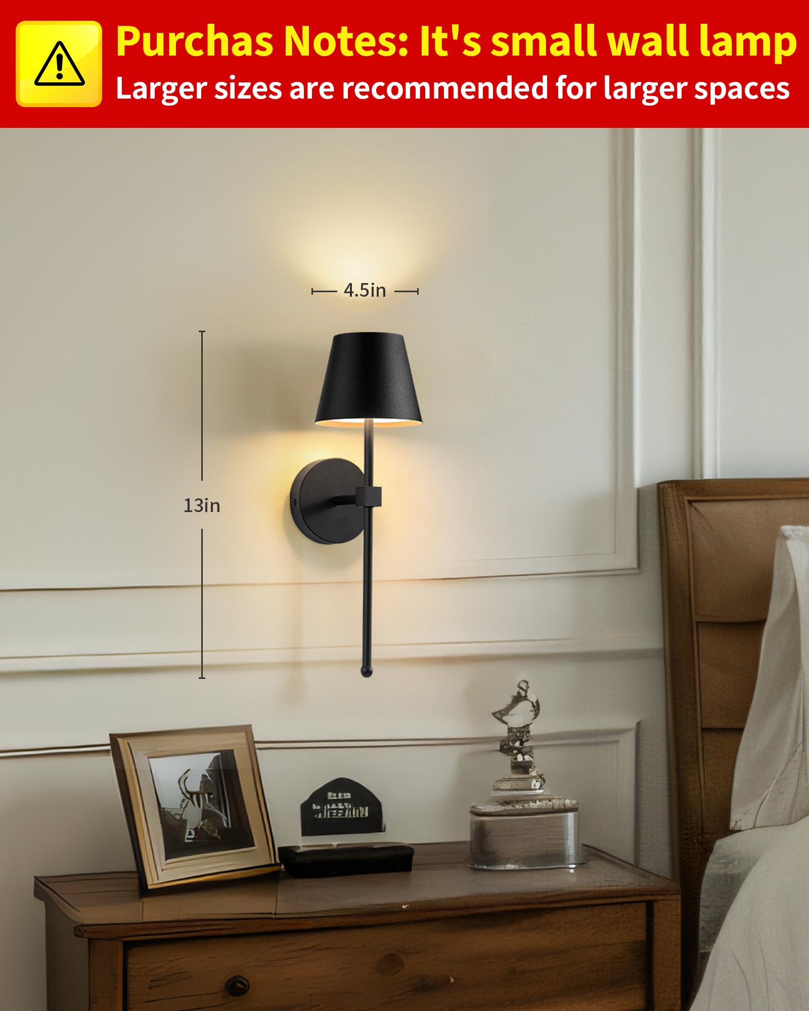 Lot De 2 Appliques Murales Rechargeable USB, Lampe Murale