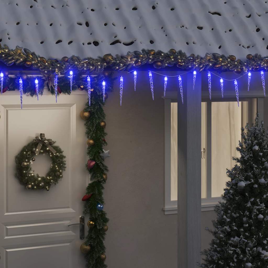 Lampki świąteczne w kształcie sopli, 200 LED, niebieskie, 20 m vidaXL