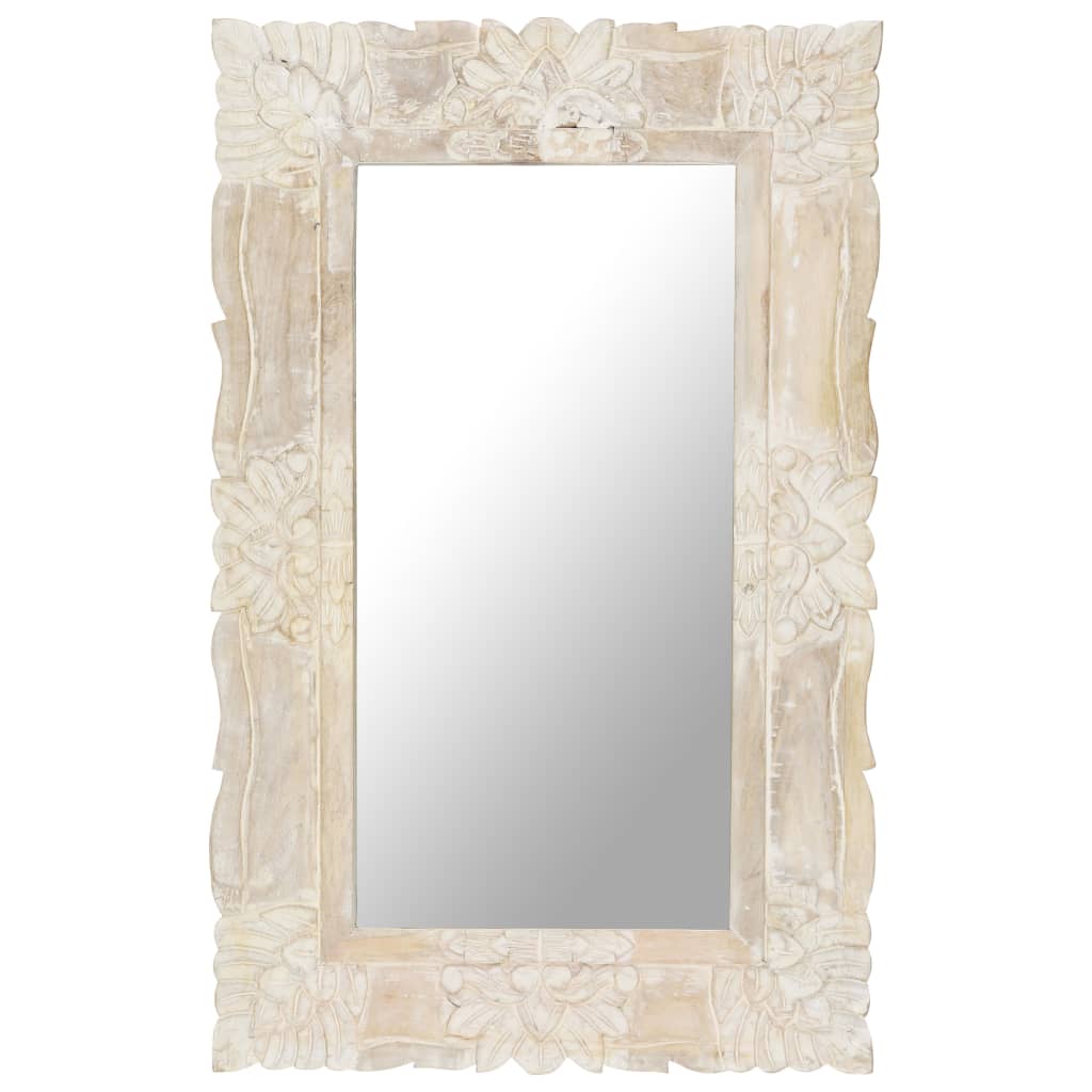 Vidaxl Espejo De Madera Maciza De Mango 80X50 Cm Blanco , Leroy Merlin