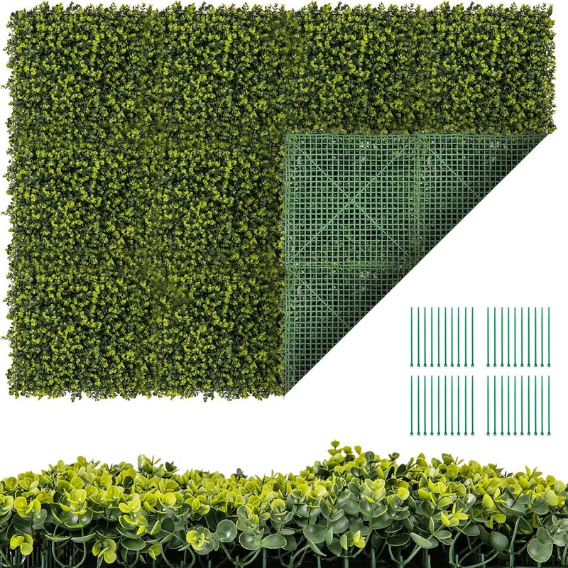Sztuczna Ściana Roślinna, Sztuczna Trawa, 12 Sztuk Kwadratowych Paneli Żywopłotu, 50 x 50 cm, Sztuczna Roślina do Dekoracji Wnętrz i na Zewnątrz