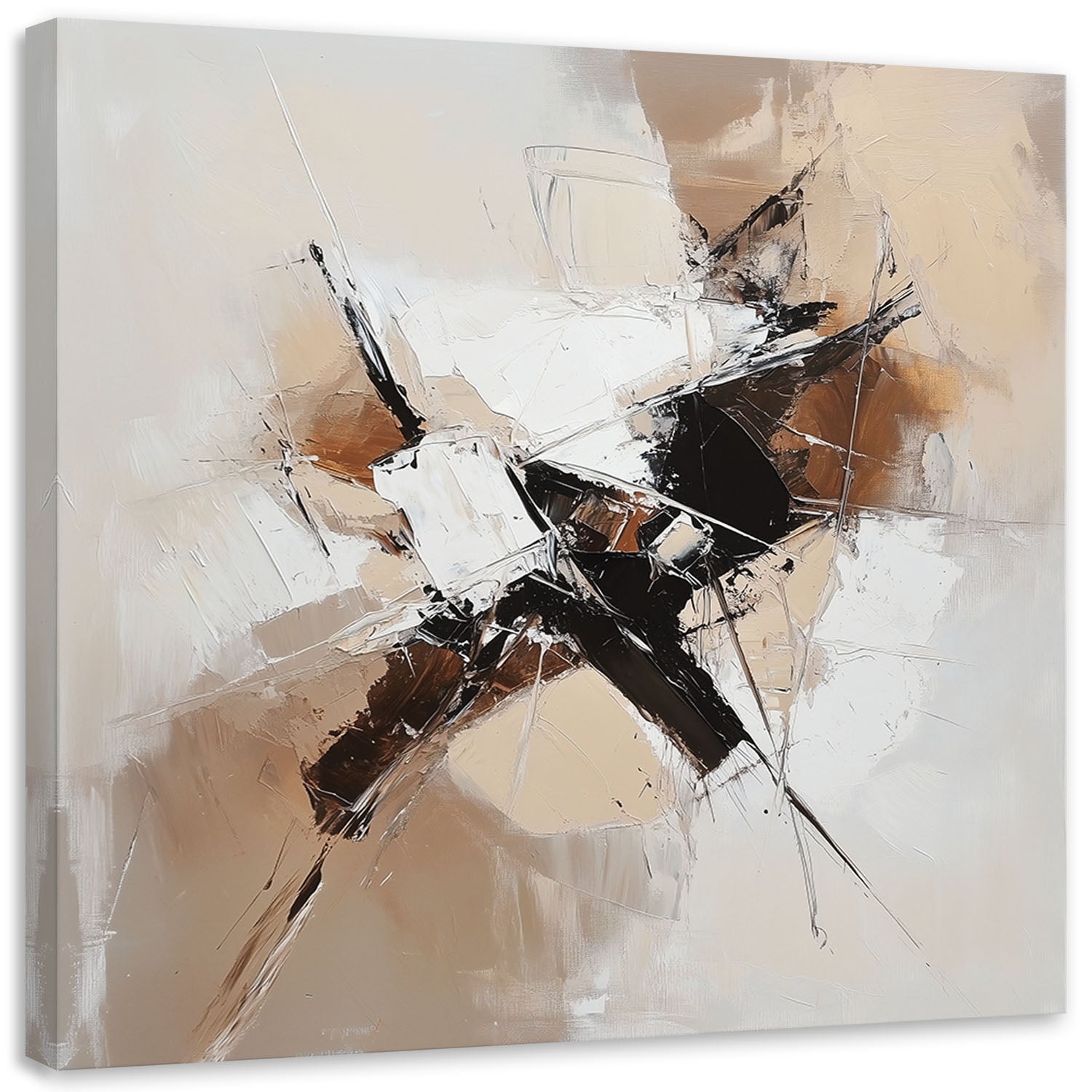 Obraz na płótnie, Abstrakcja Beżowa jak malowana 40x40
