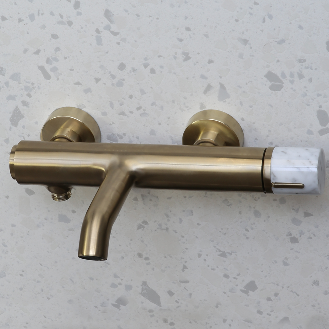 Manopola mitigeur bain-douche mécanique or brossé marbre - 6
