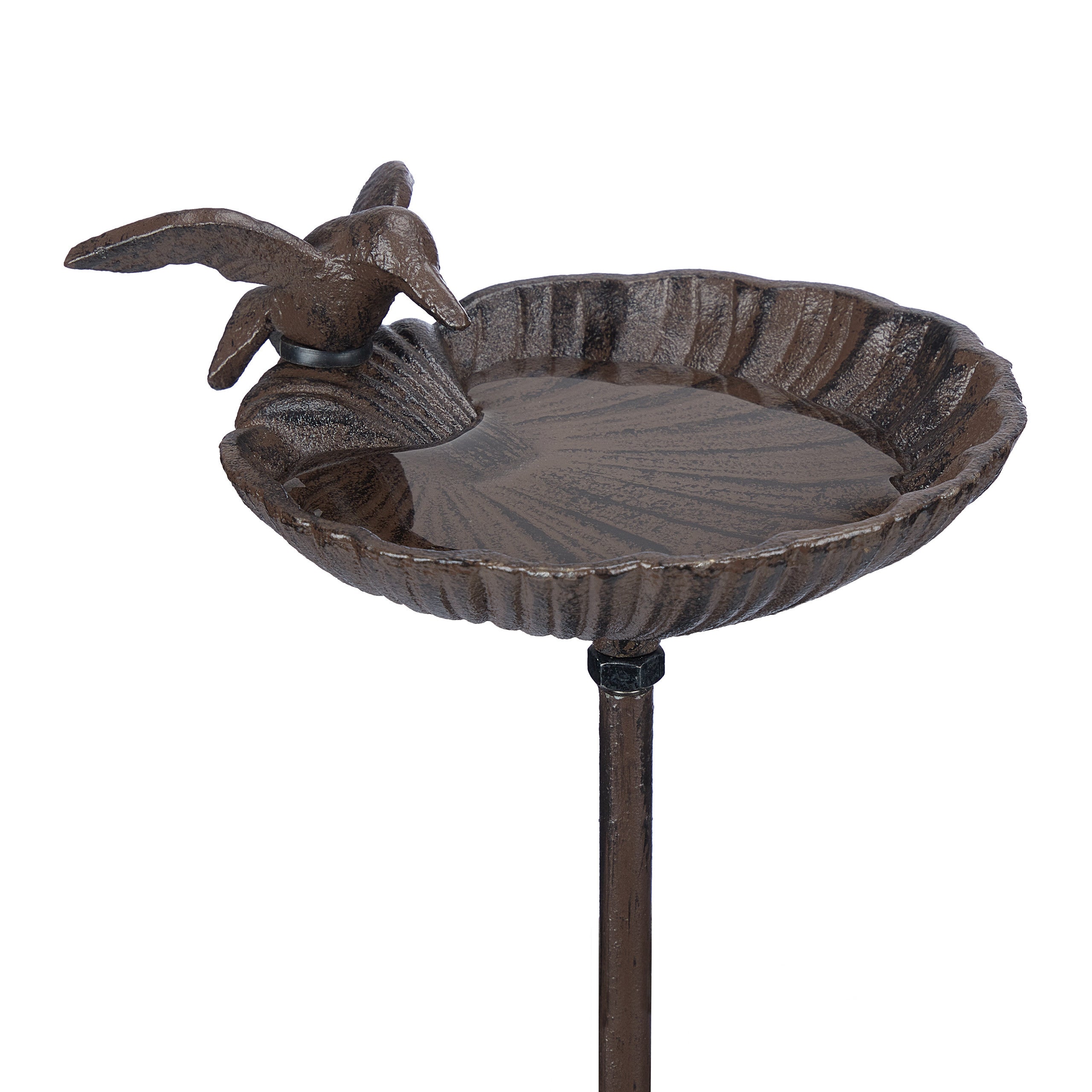 Abreuvoir à Oiseaux En Fonte Sur Pied - Forme Coquillage, Résistant Au Gel, 24x21x18 Cm