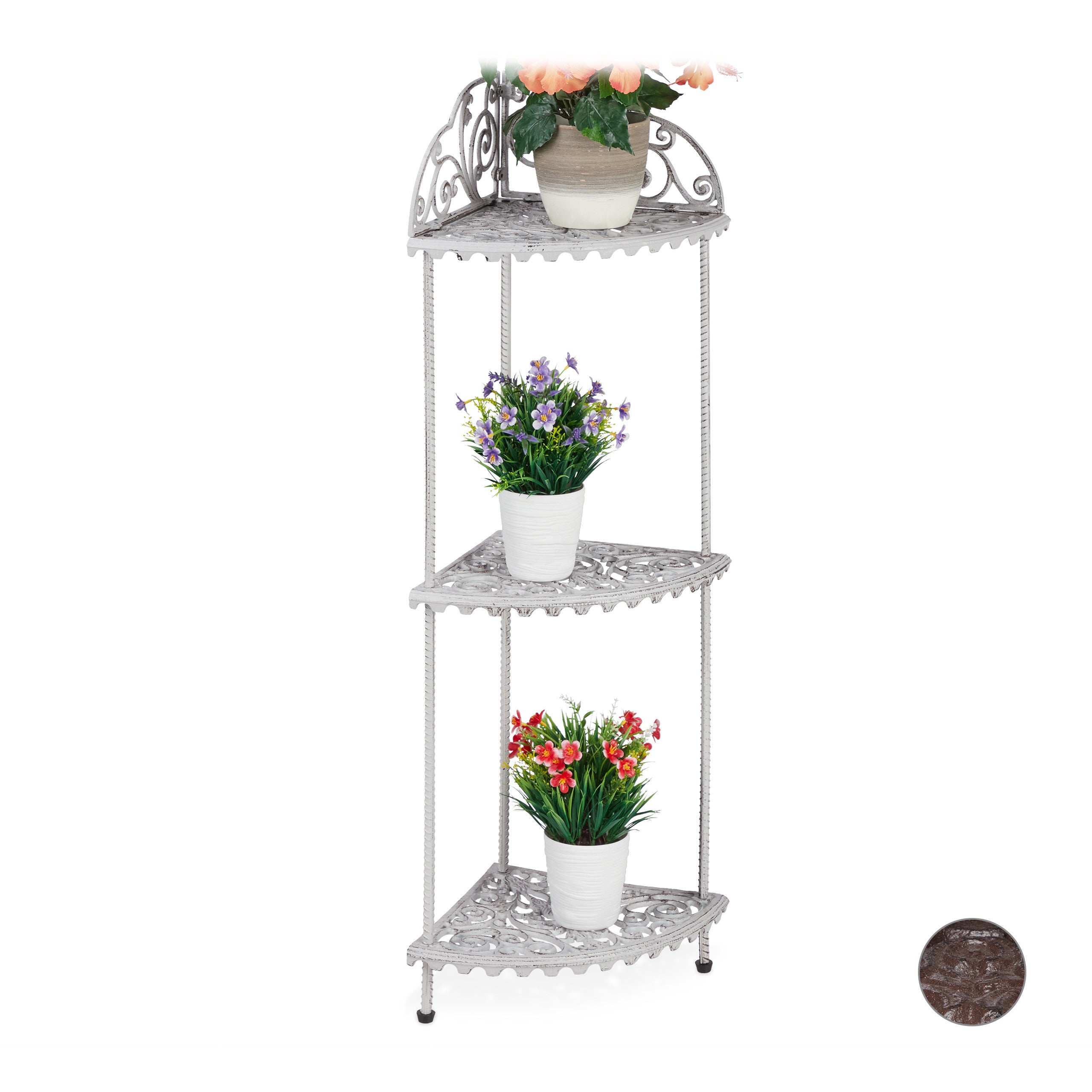 Supports Mural Pour Pots De Fleurs En Fonte - Lot De 3 - Style Antique Brun - Pour Extérieur/Jardin - Ø Anneau 13 Cm
