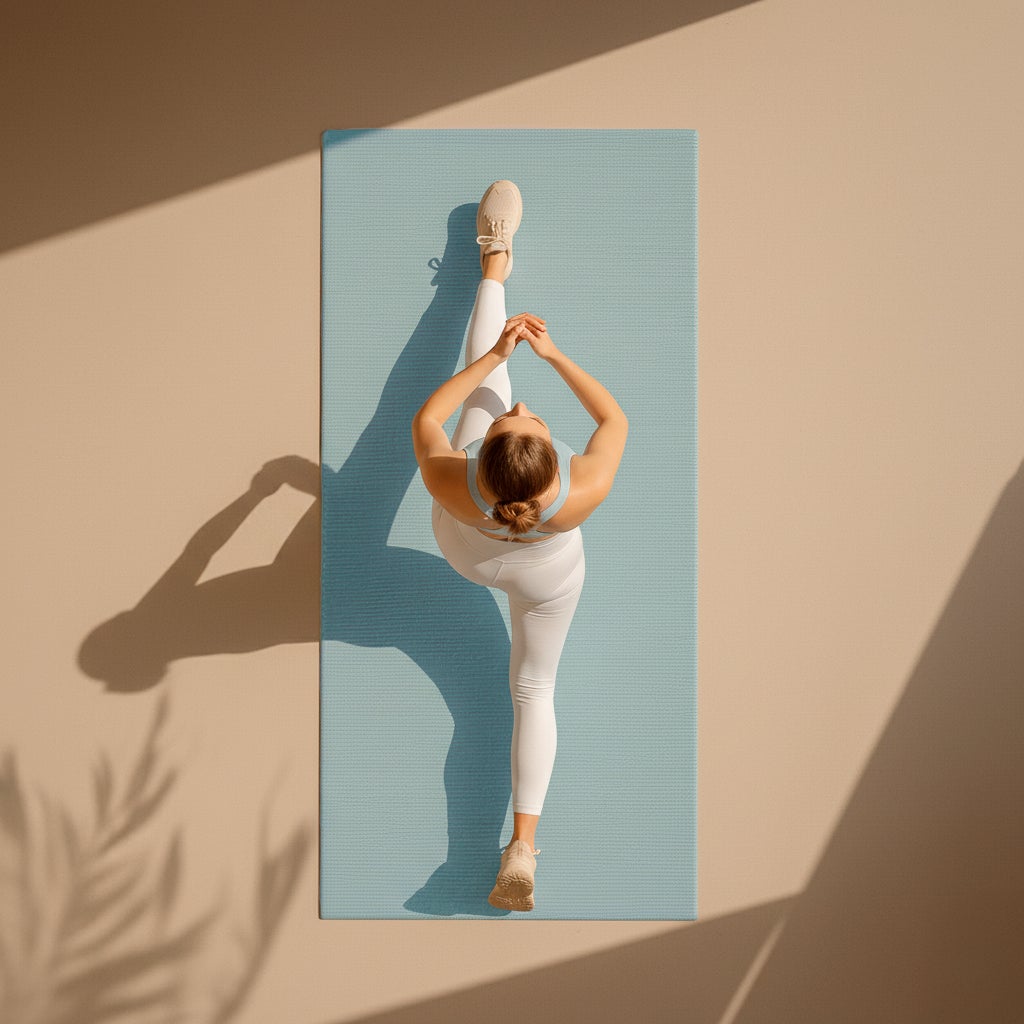 Tapete de yoga em algodão orgânico azul 80x200 cm - 4