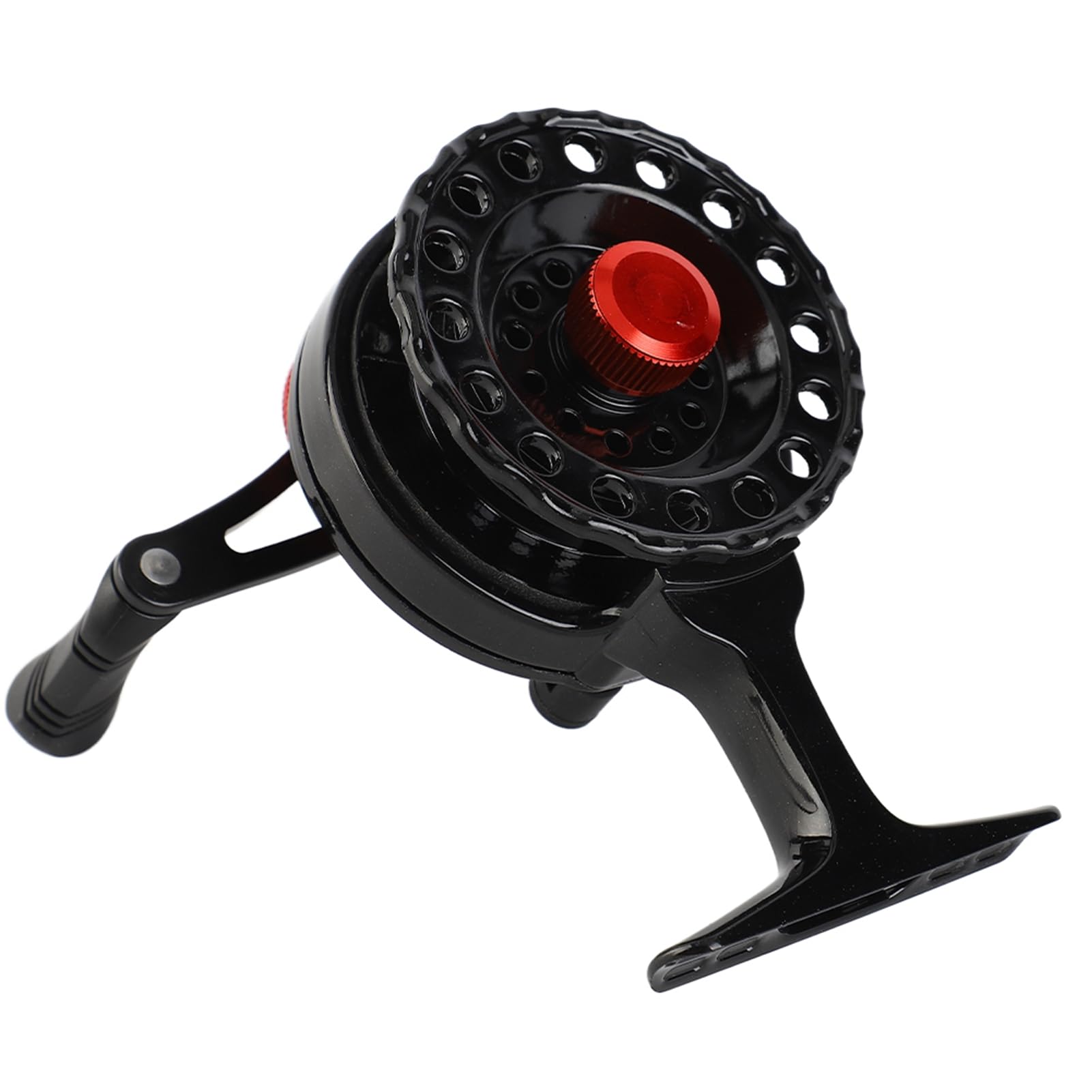 Mulinello per zattera in nylon portatile Ruota anteriore Accessorio per ruota da pesca su roccia Nero (mano destra) - 2