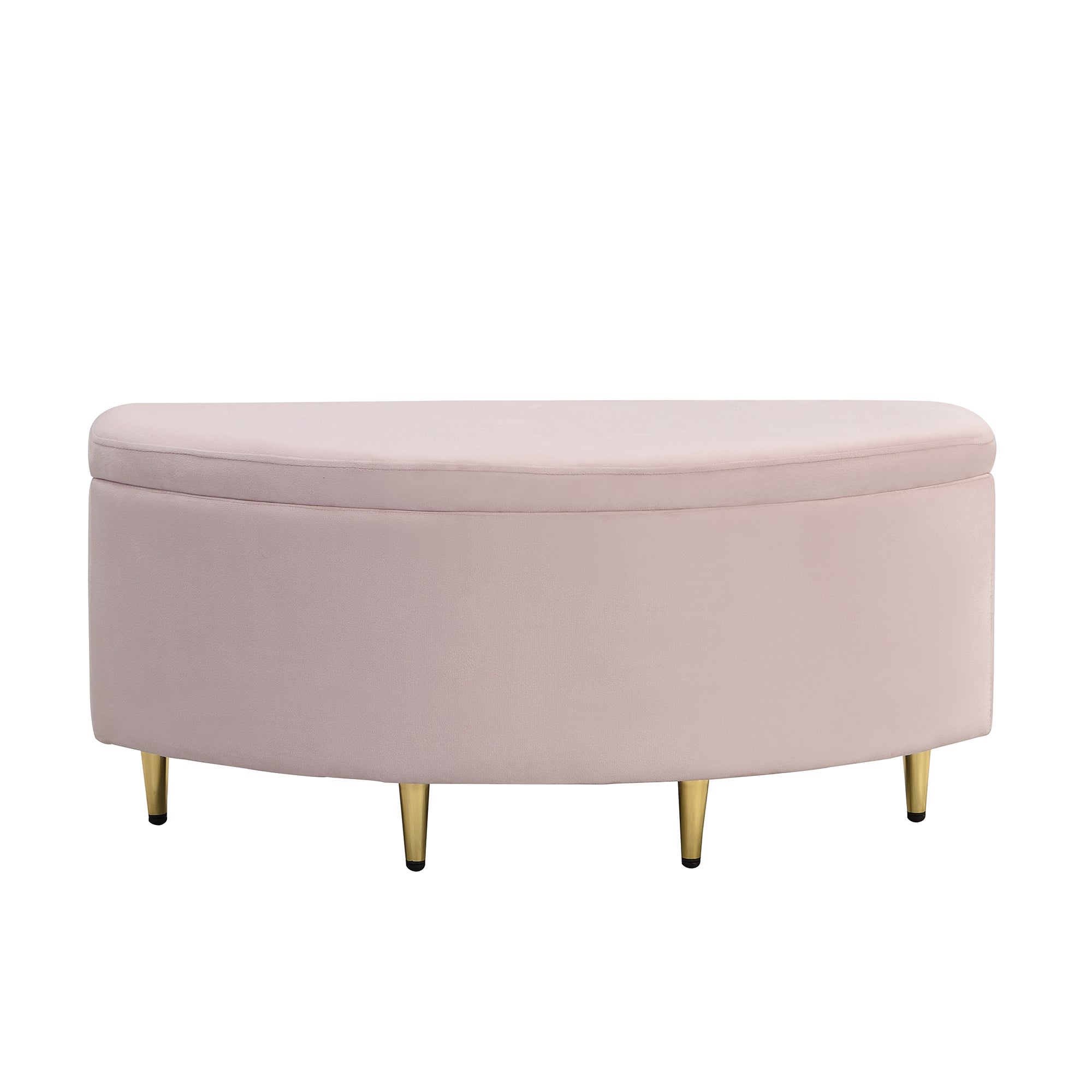 Banc coffre de rangement en velours - 90 x 40 x 42 cm - Pieds en métal - Rose - 3