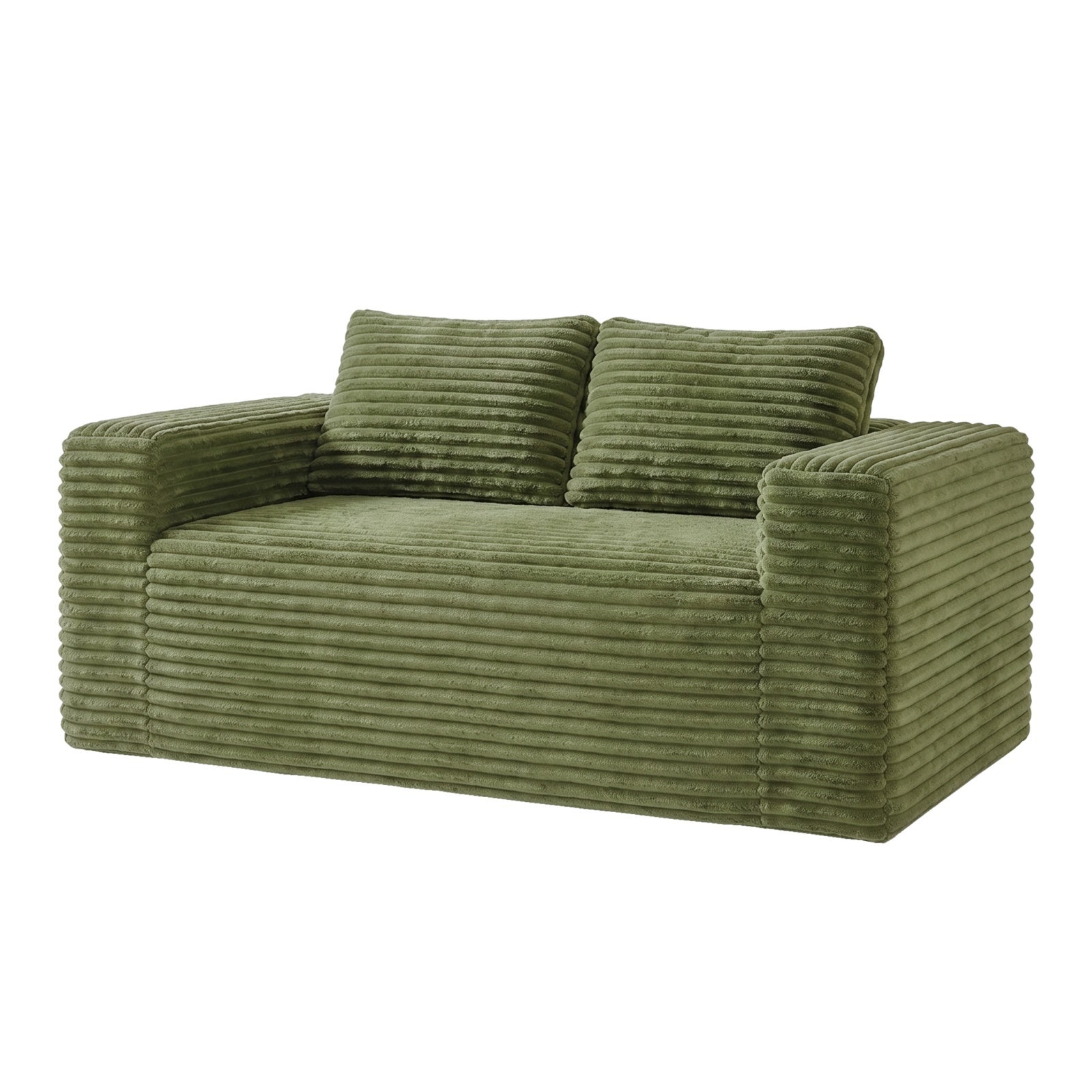 Canapé de sol 2 places 160 x 88 x 58 cm – Sofa d'assise profonde sans montage en mousse haute densité – Velours Côtelé – Vert - 6