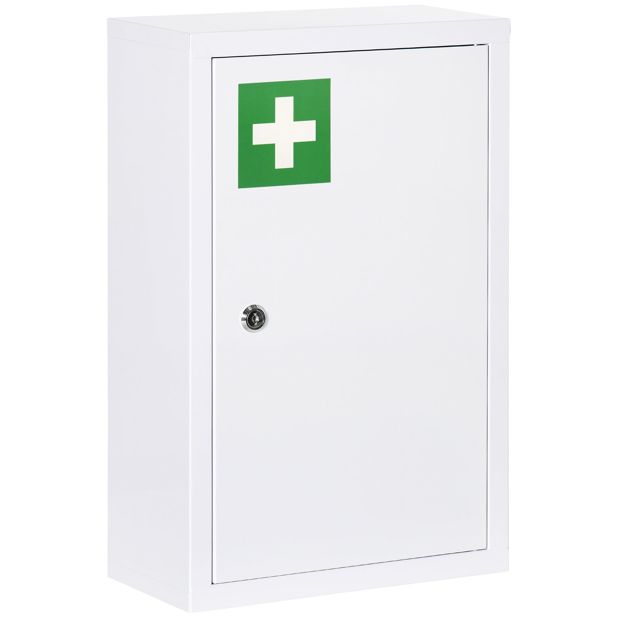 Armoire à pharmacie armoire à médicaments murale à 3 niveaux avec porte verrouillable 2 clés en acier, blanc - 2