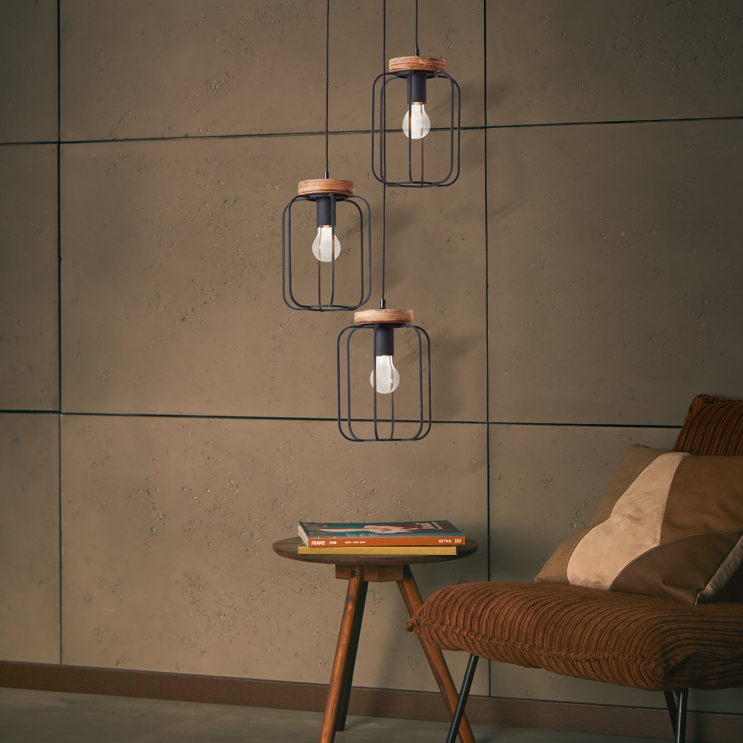 Brilliant Lampa wisząca Glasini 7 żarówek czarny mat/dymione szkło/czarny metal 7x C35, E14, 25 W - 4