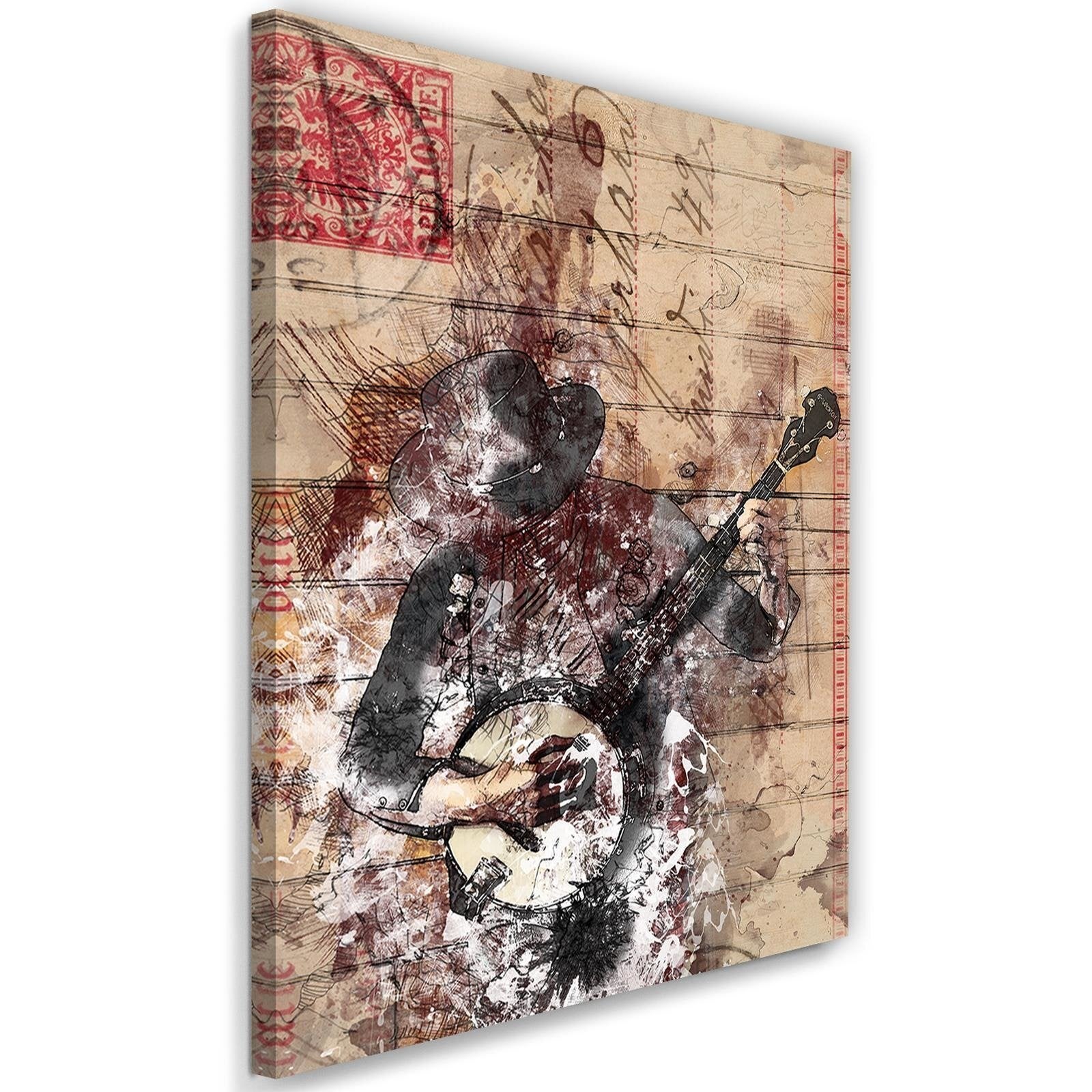 Obraz na płótnie, Muzyk gitara vintage 80x120