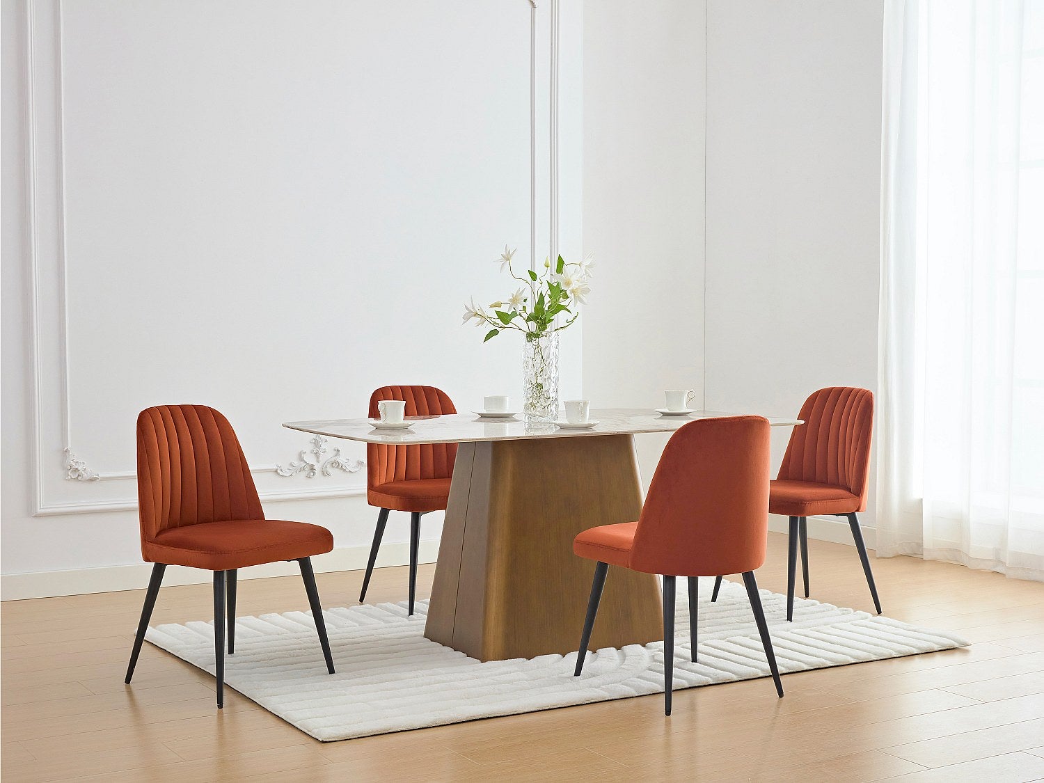 Zestaw 6 krzeseł z weluru i metalu - Terakota - ELEANA
