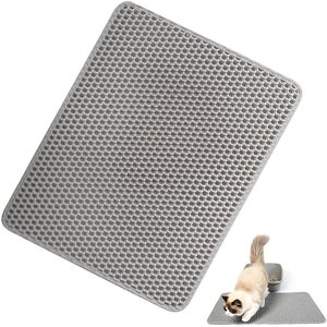 Tapis De Litière Pour Chat Double Couche 90x60 Cm - Nid D'abeille + étanche - Antidérapant, Facile à Nettoyer
