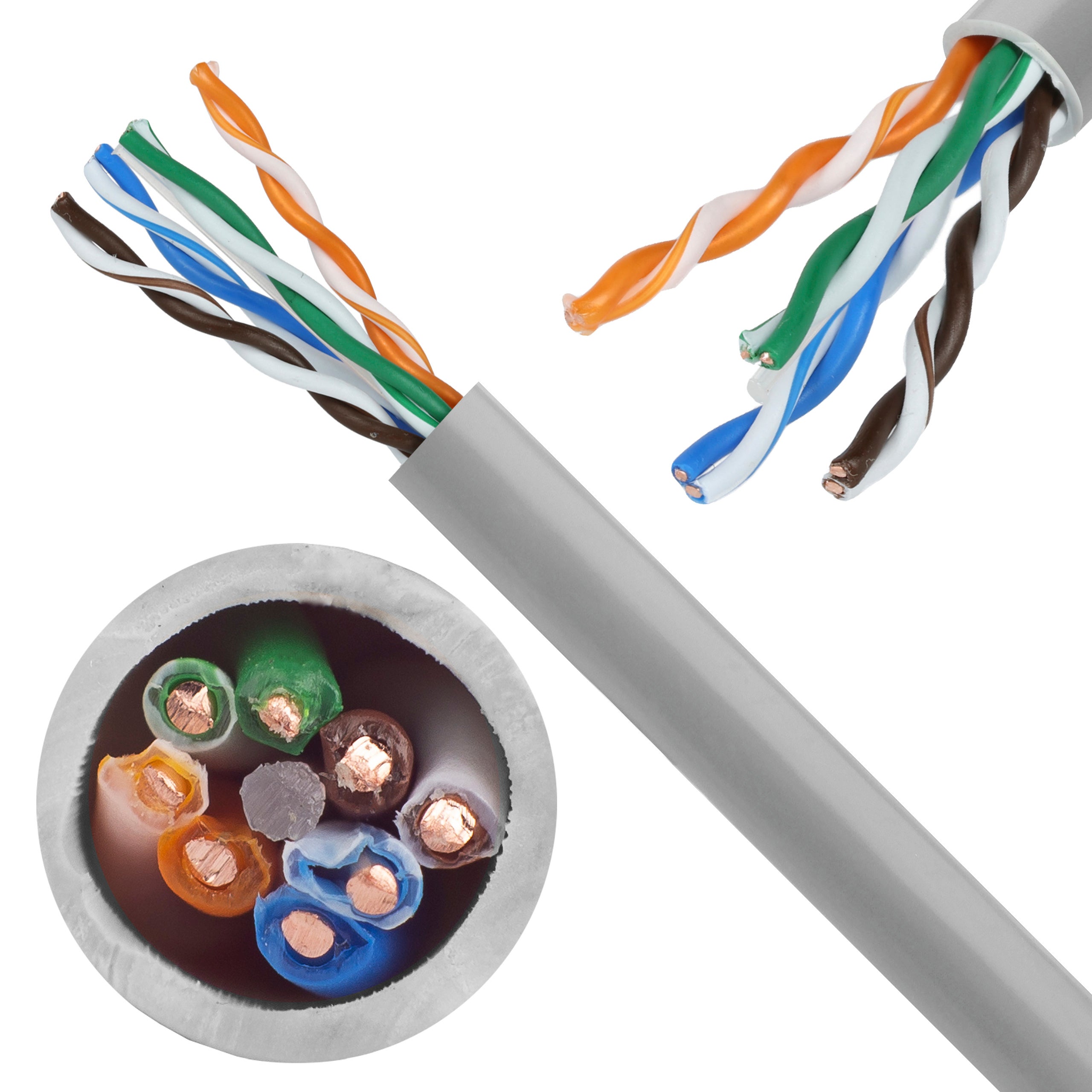Kabel sieciowy U/UTP kat.6 skrętka 4x2x0,54mm wewnętrzny Eca PVC szary Bitner BiTLAN 500m