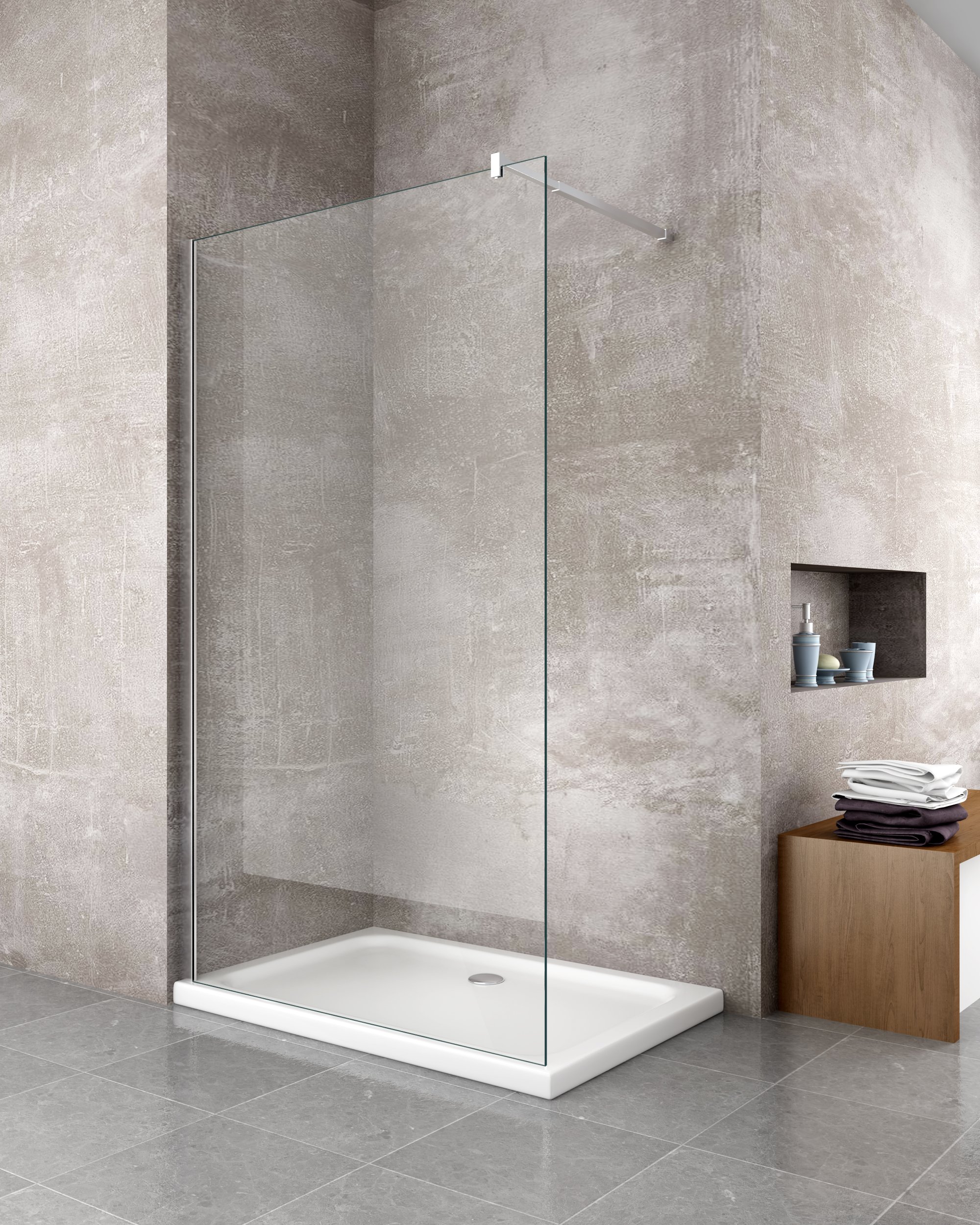 Paroi de douche de 8 mm type Walk-in H.200 – réglage 108-110 cm - 7