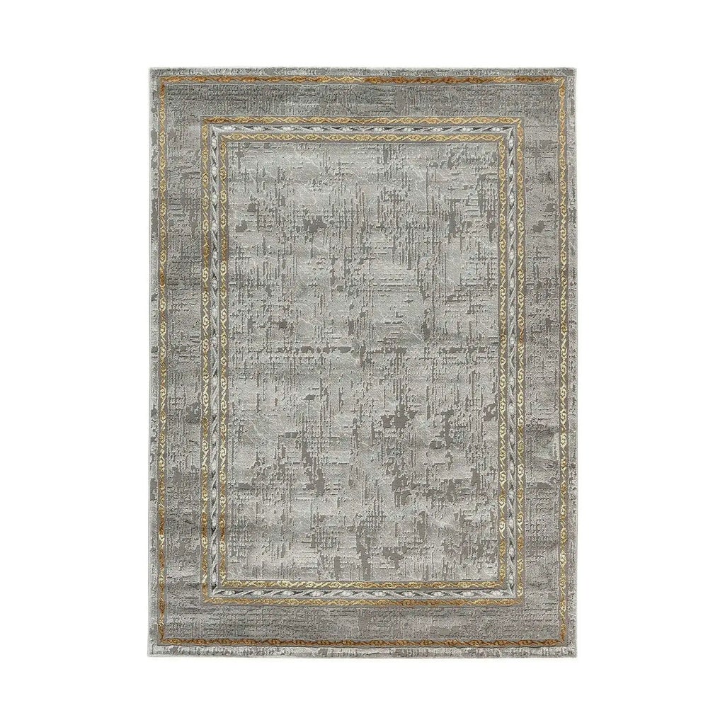 Covor MARMARIS 404, 80x150 cm, forma dreptunghiulara, polipropilena/poliester, gri/auriu