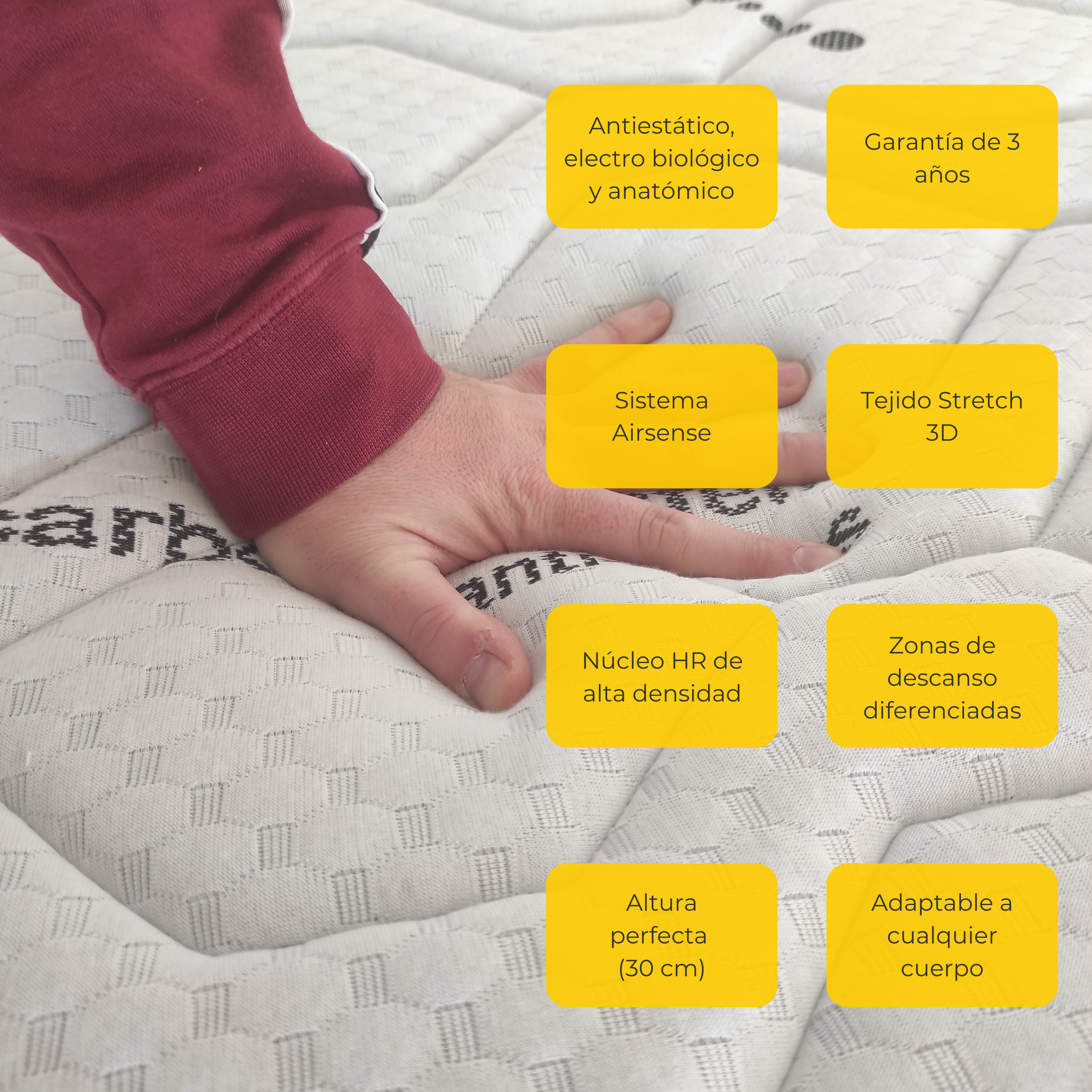 Matelas Mousse à mémoire de forme 150x190cm |30 cm d'épaisseur | Haute fermeté | Anti stress, Parfait soutien - 6