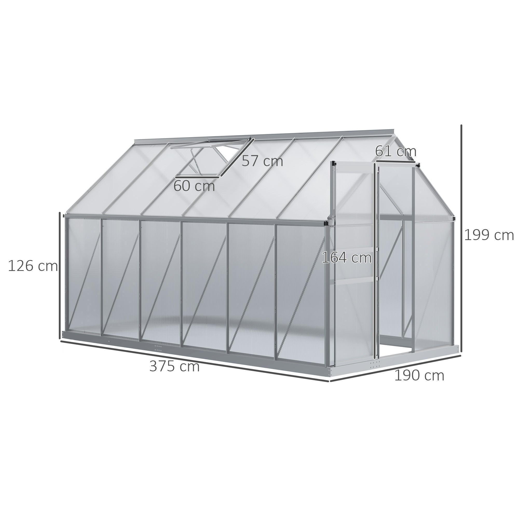 Serre de jardin aluminium polycarbonate 7,1m² Outsunny - 3
