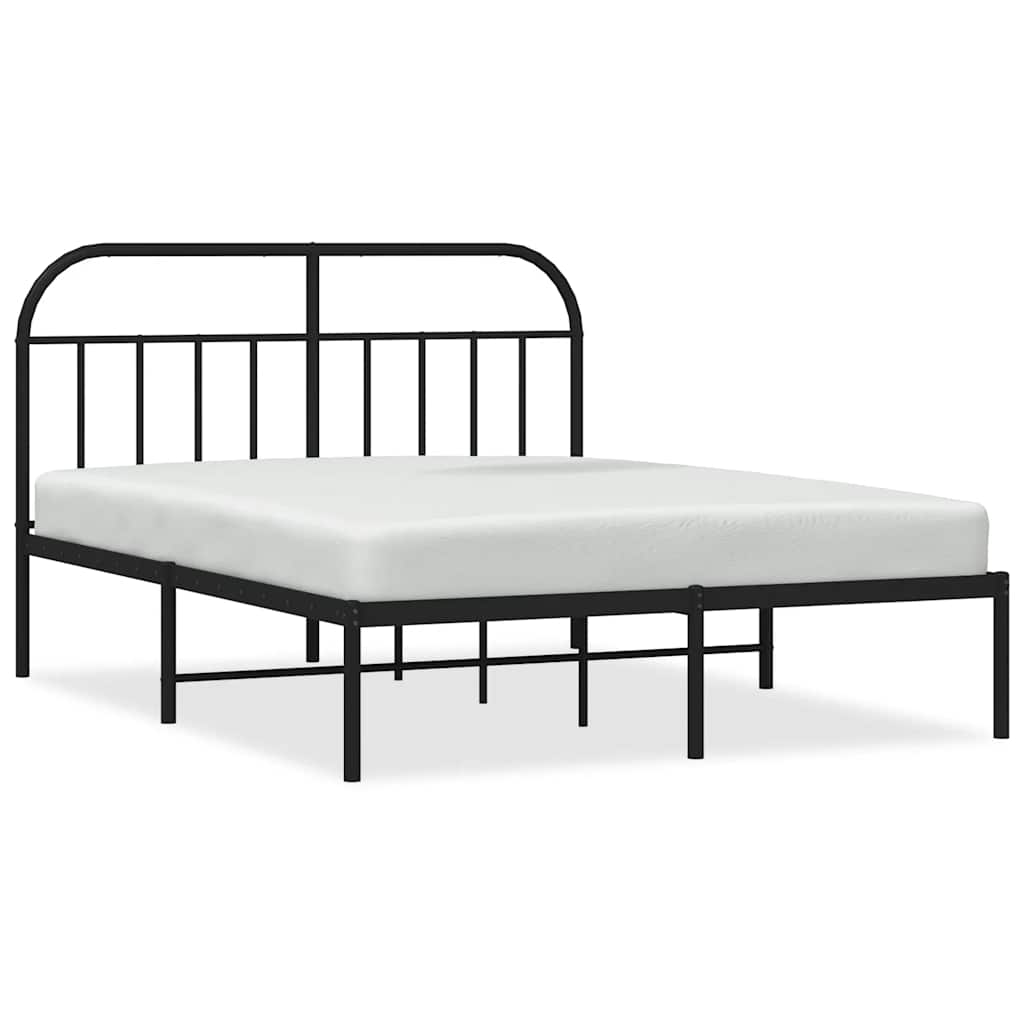 Łóżko Metalowe Czarne Rama Łóżka Ze Stelażem Do Pokoju Sypialni 135x190 cm