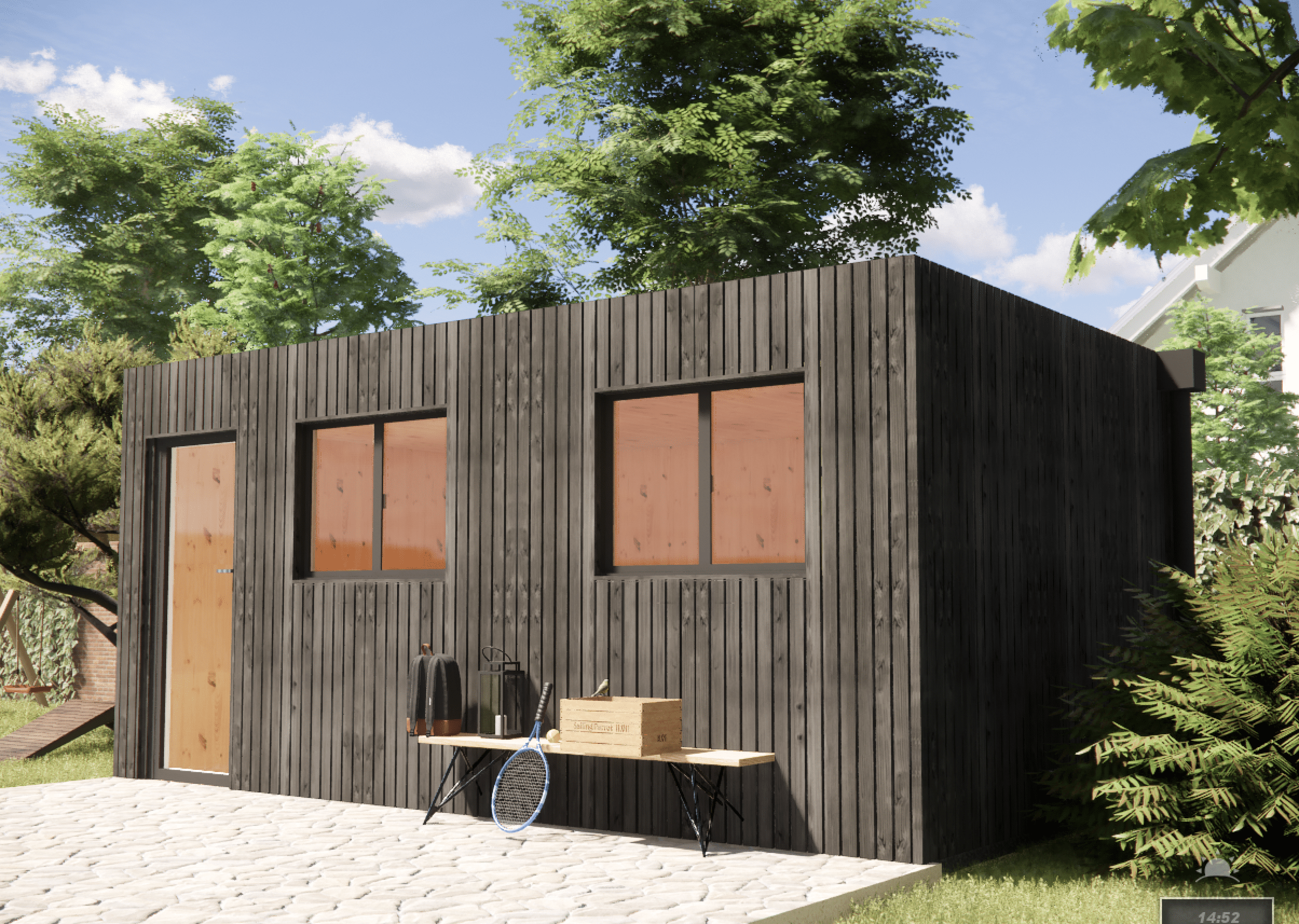 Studio de jardin sans permis en bois 5,5 x 3,5 x 2,7 m / menuiseries alu k-line - 6