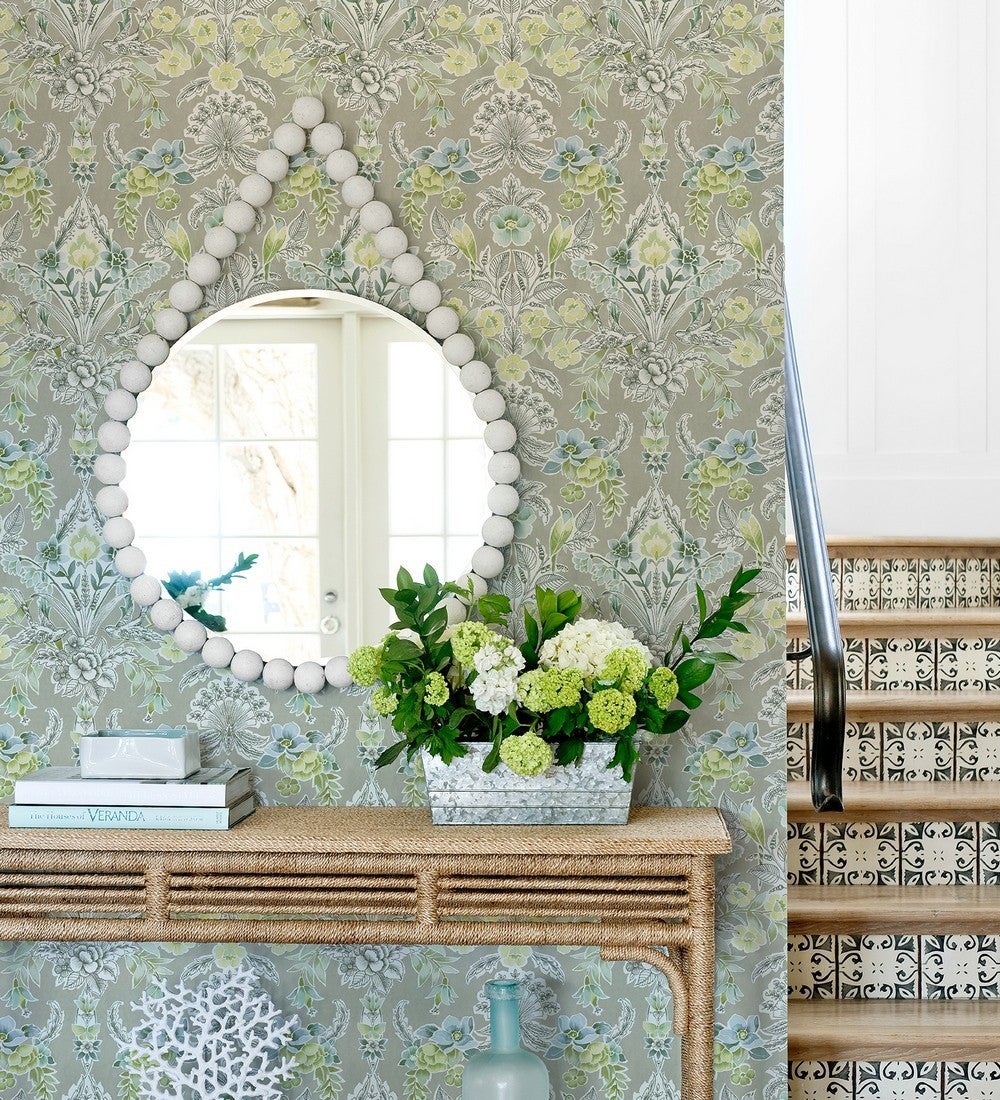 Papel pintado vinílico ecológico de flores y pájaros estilo inglés - kensington floral 680647 de gaulan - rollo de 10 m x 0,53 m