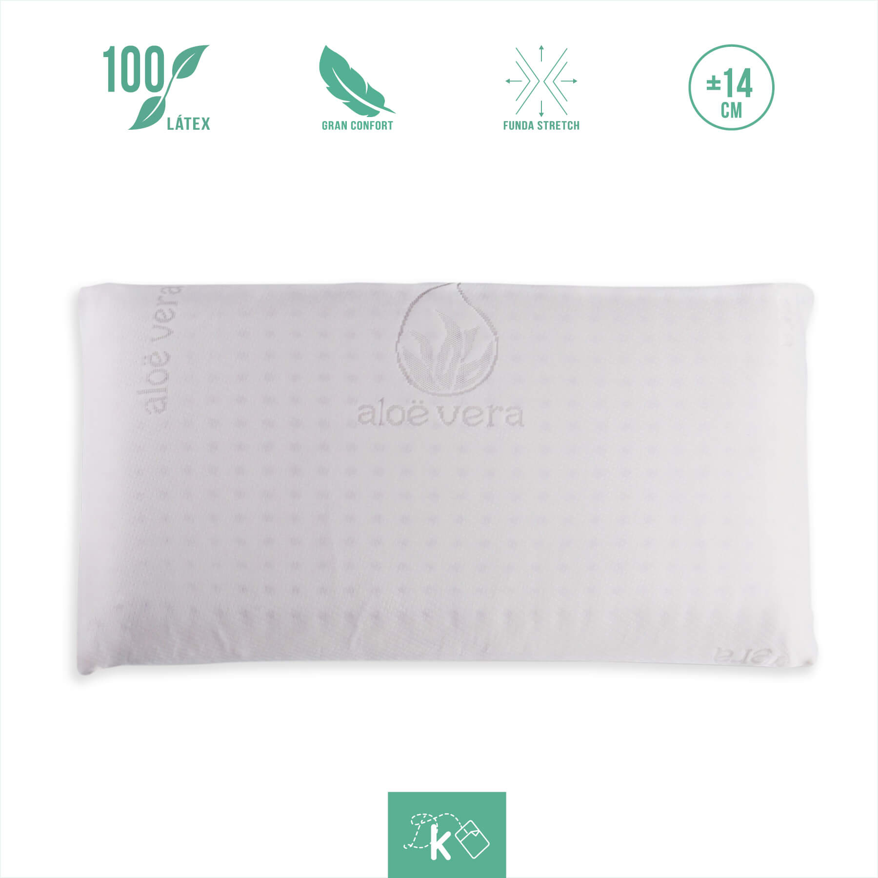 Almohada Látex 70 cm Funda Extraible Aloe Vera - 2