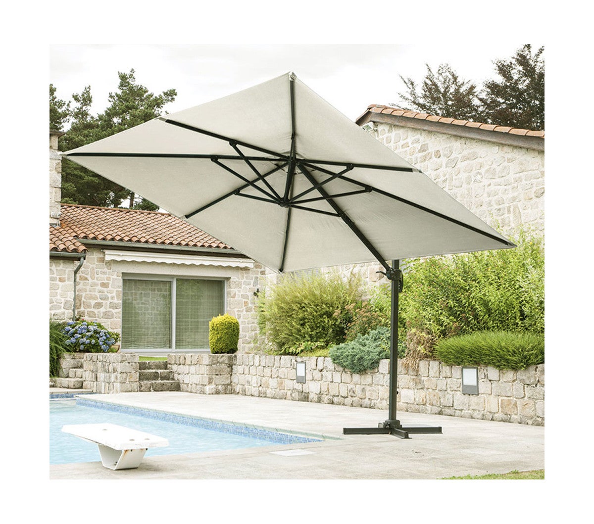 Parasol déporté 3x3m - lin - SUNKING - 5