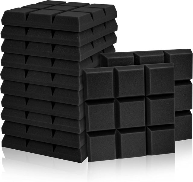 12 pannelli in schiuma acustica, 30 x 30 x 5 cm, pannelli da parete insonorizzati, resistenti al fuoco e fonoassorbenti (senza supporto adesivo)