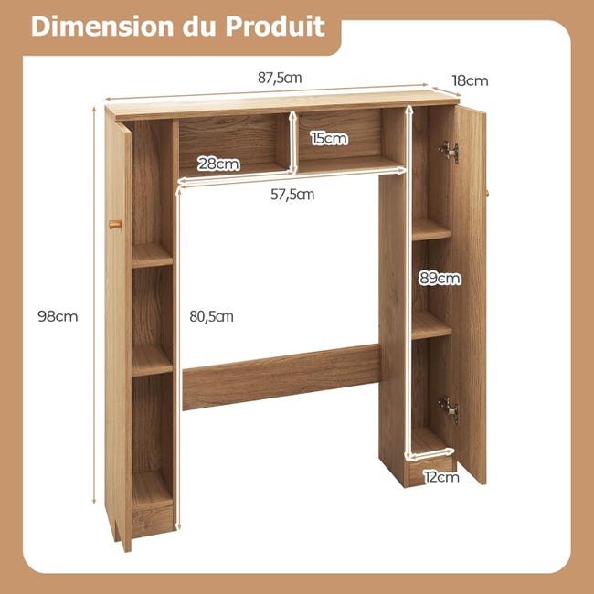 Armadietto Bagno Autoportante Con 2 Ante E 3 Ripiani - Resistente All'Umido, Per Bagno, Camera O Soggiorno - Foto 9