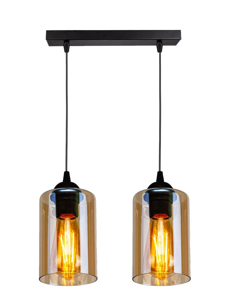 Lampa sufitowa Bistro czarno-bursztynowy 2xE27x40W wym: 100 x 34 x 10 cm szkło Candellux