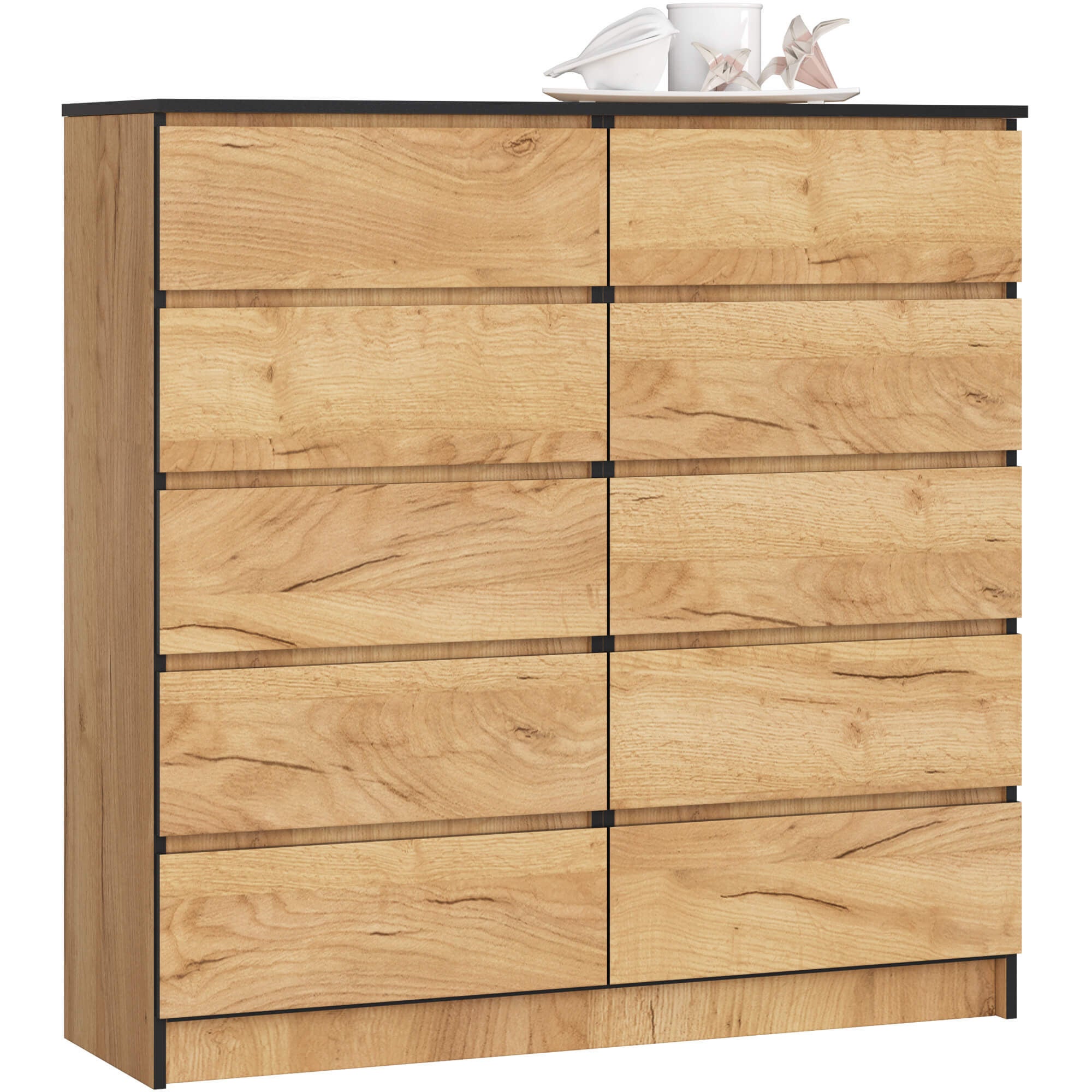 Komoda AKORD K120 Dąb Craft 120 cm 10 szuflad kolor Dąb Craft mat 120x40x121 cm